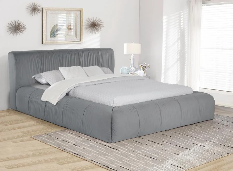 Wilshire Upholstered Platform Bed Grey - Image 3