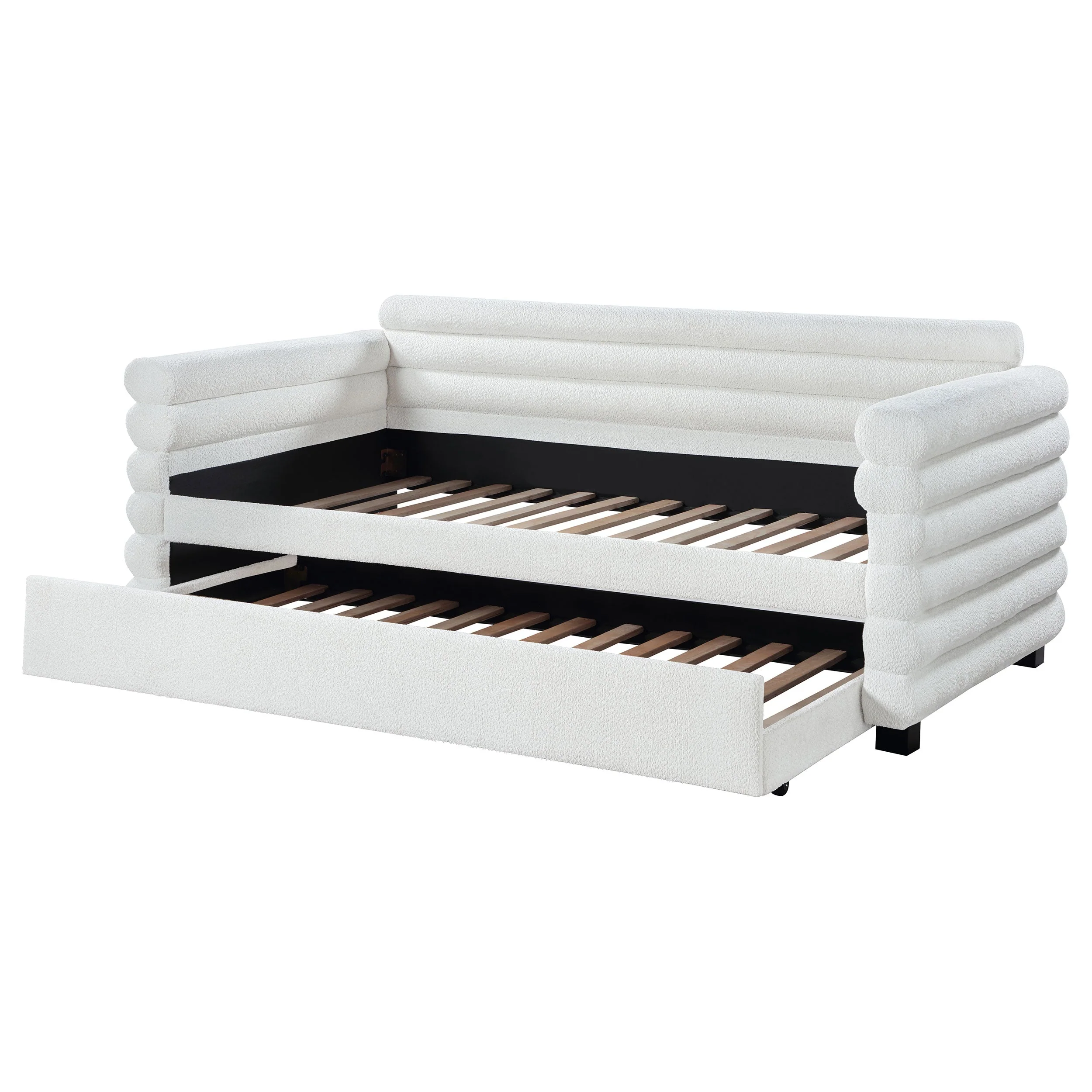 Patricia Boucle Upholstered Twin Day Bed with Trundle - Image 12