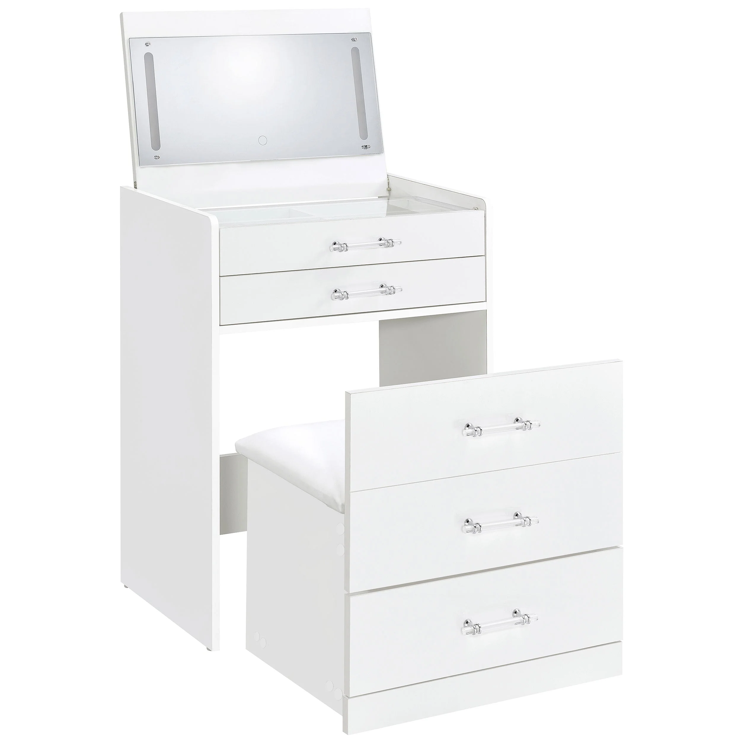 Danbury 3-drawer Makeup Vanity & Stool Set High Gloss - Image 4
