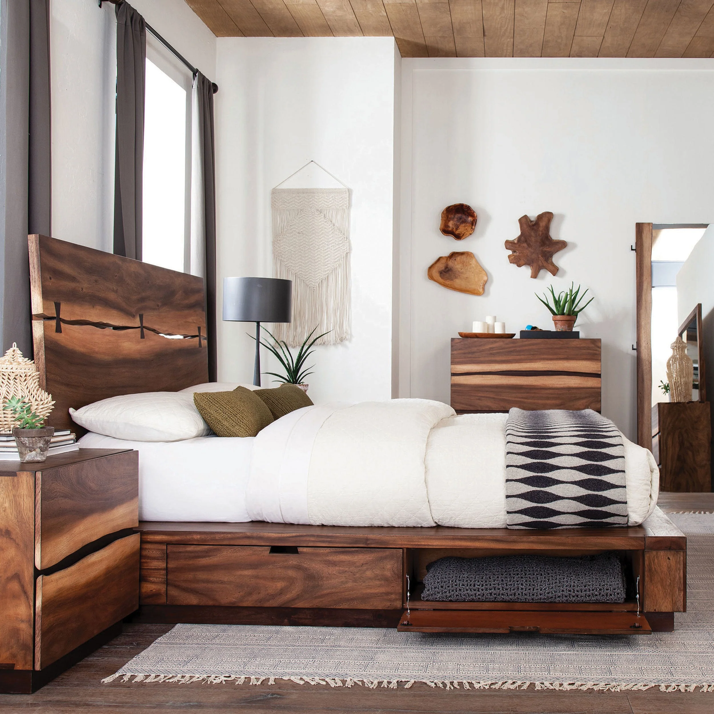 Winslow Wood Storage Panel Bed Smokey Walnut - Image 6