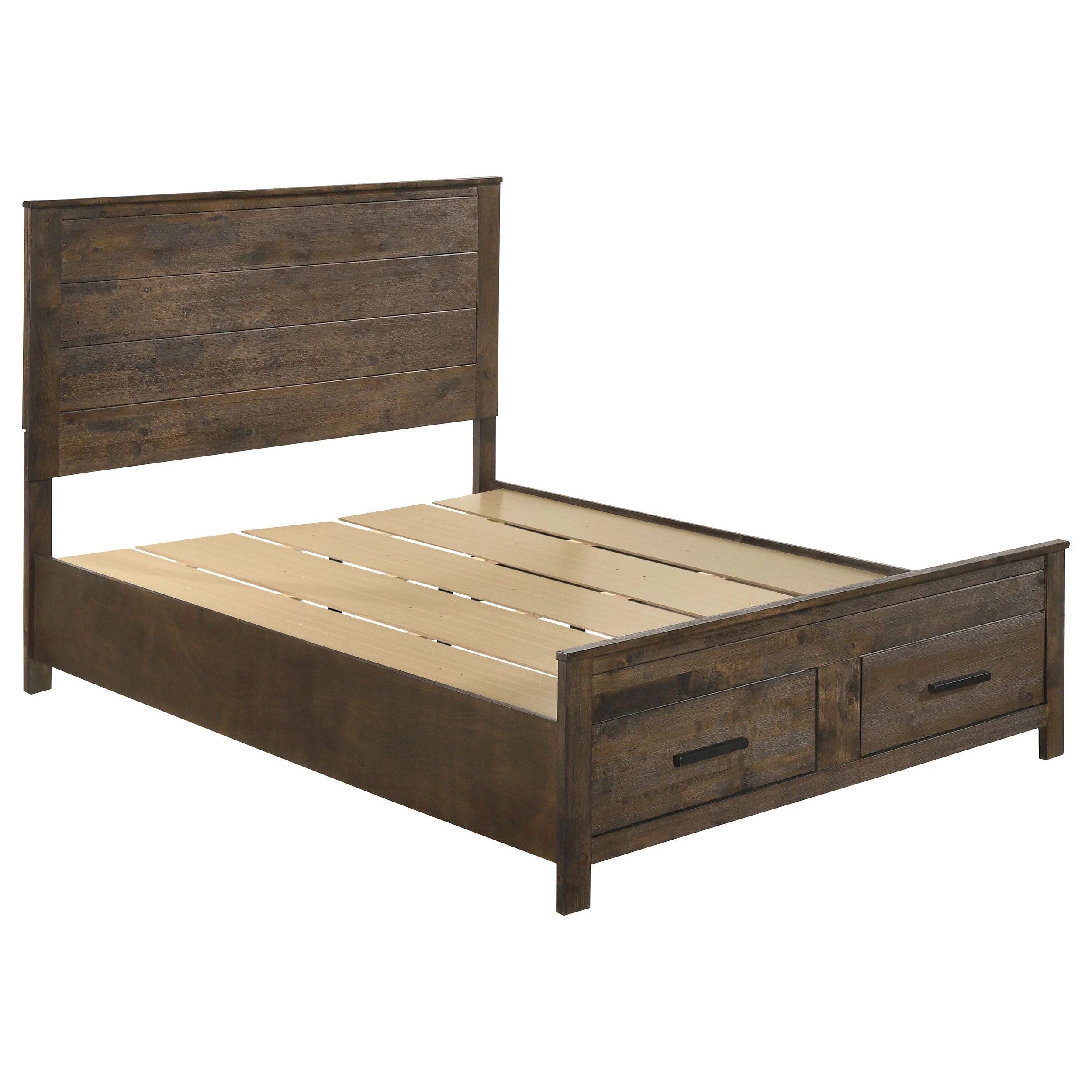 Woodmont Wood Storage Panel Bed Rustic Golden Brown - Image 4