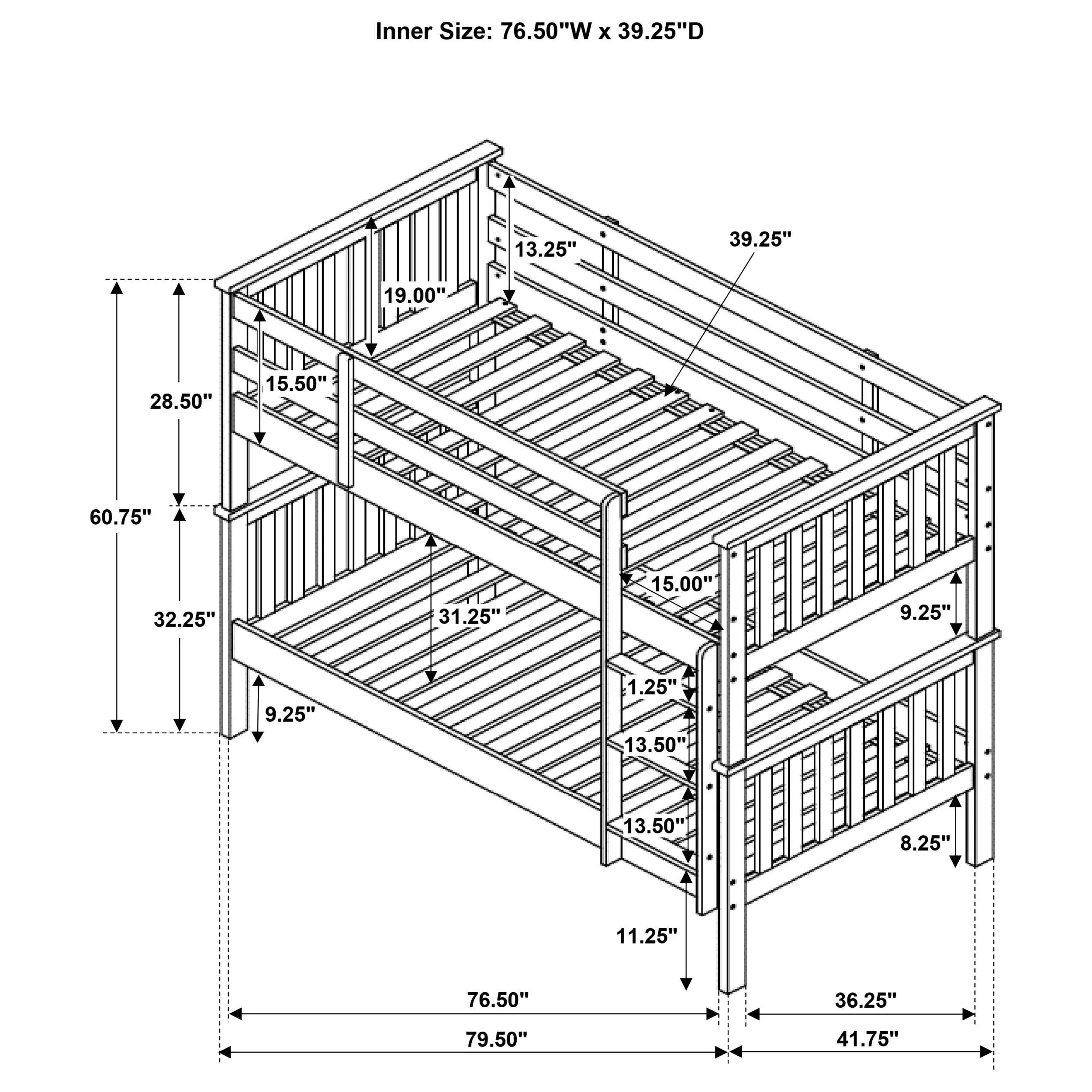 Chapman Wood Twin Over Twin Bunk Bed - Image 27