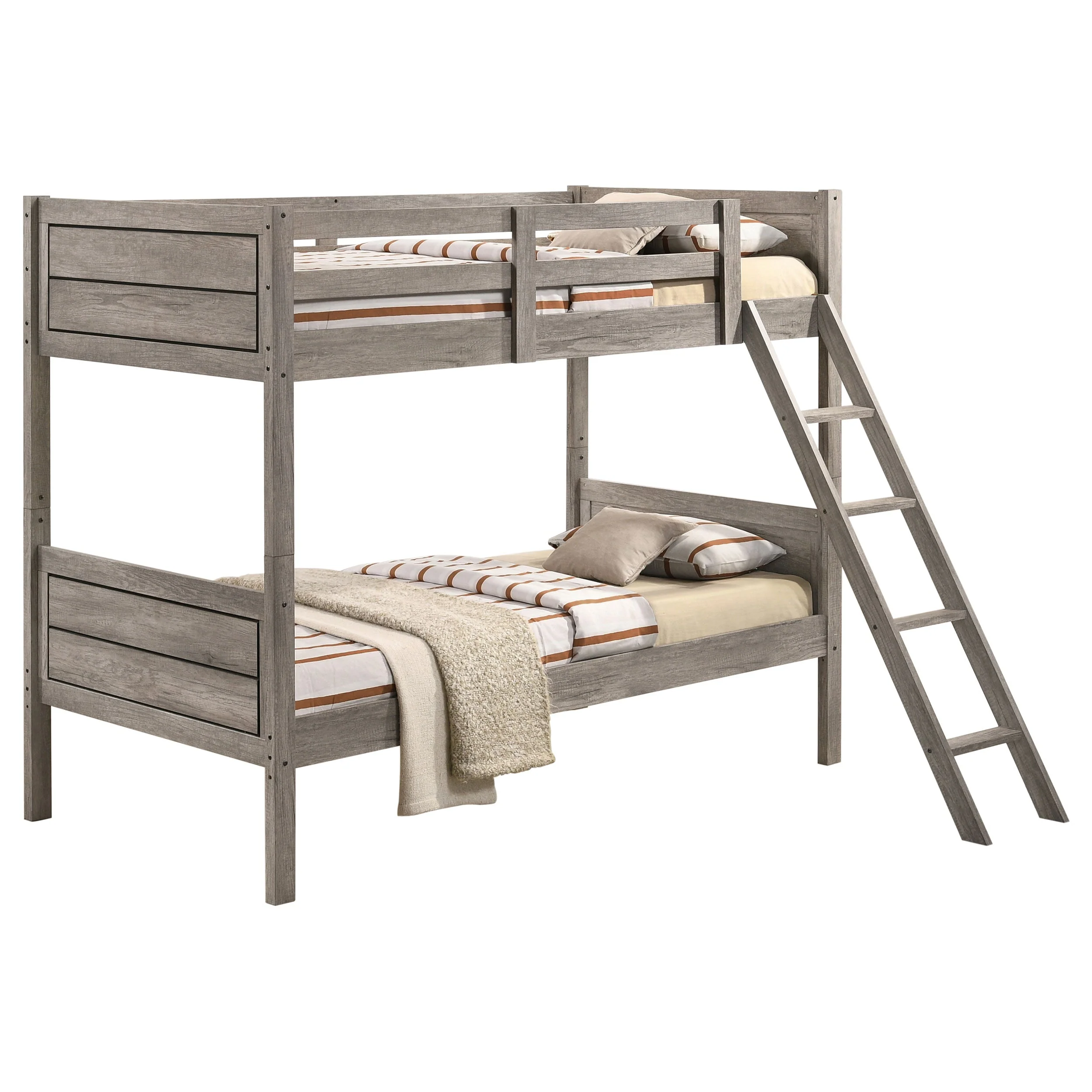 Ryder Wood Twin Over Twin Bunk Bed Weathered Taupe - Image 4