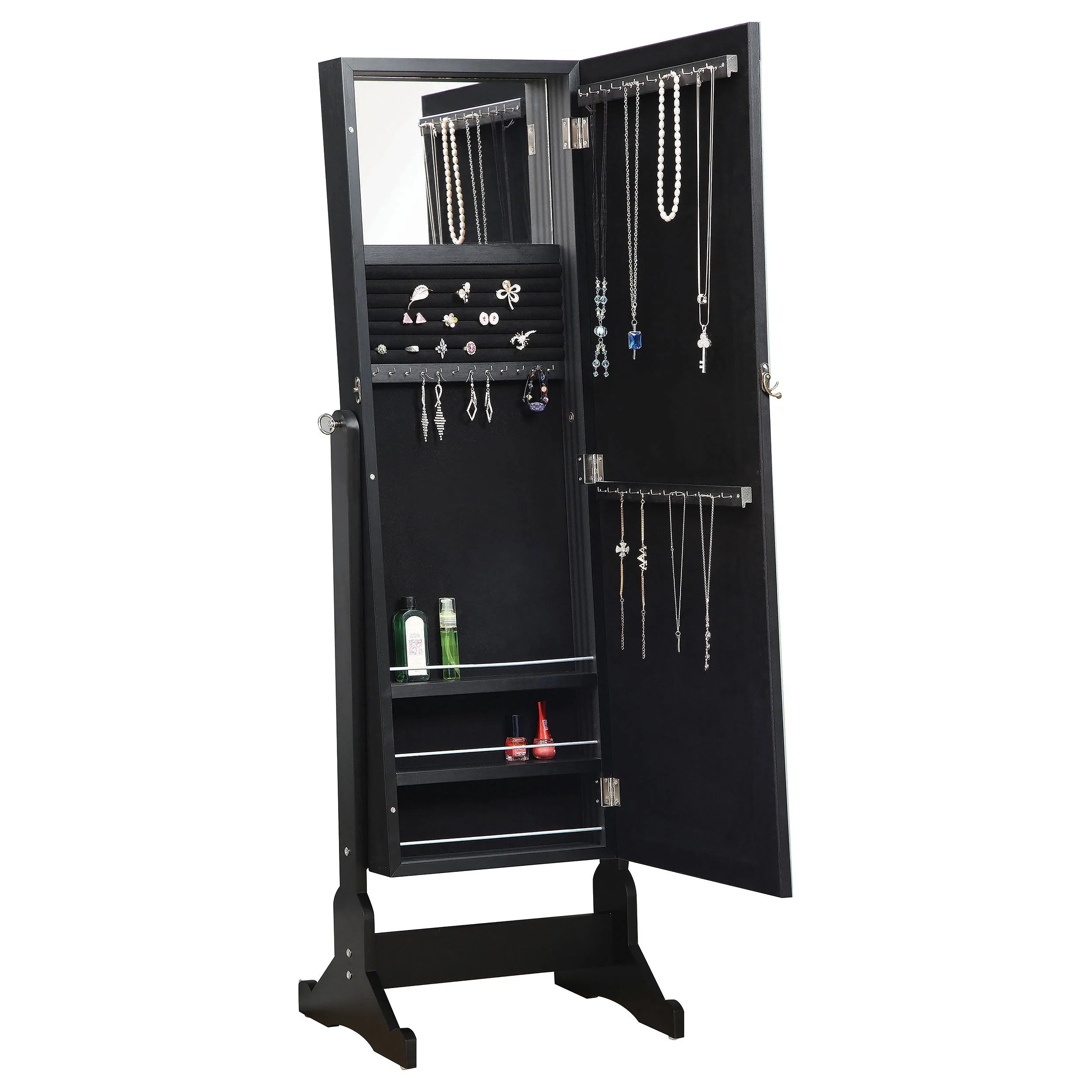 Cortez Cheval Mirror with Jewelry Storage Black - Image 5
