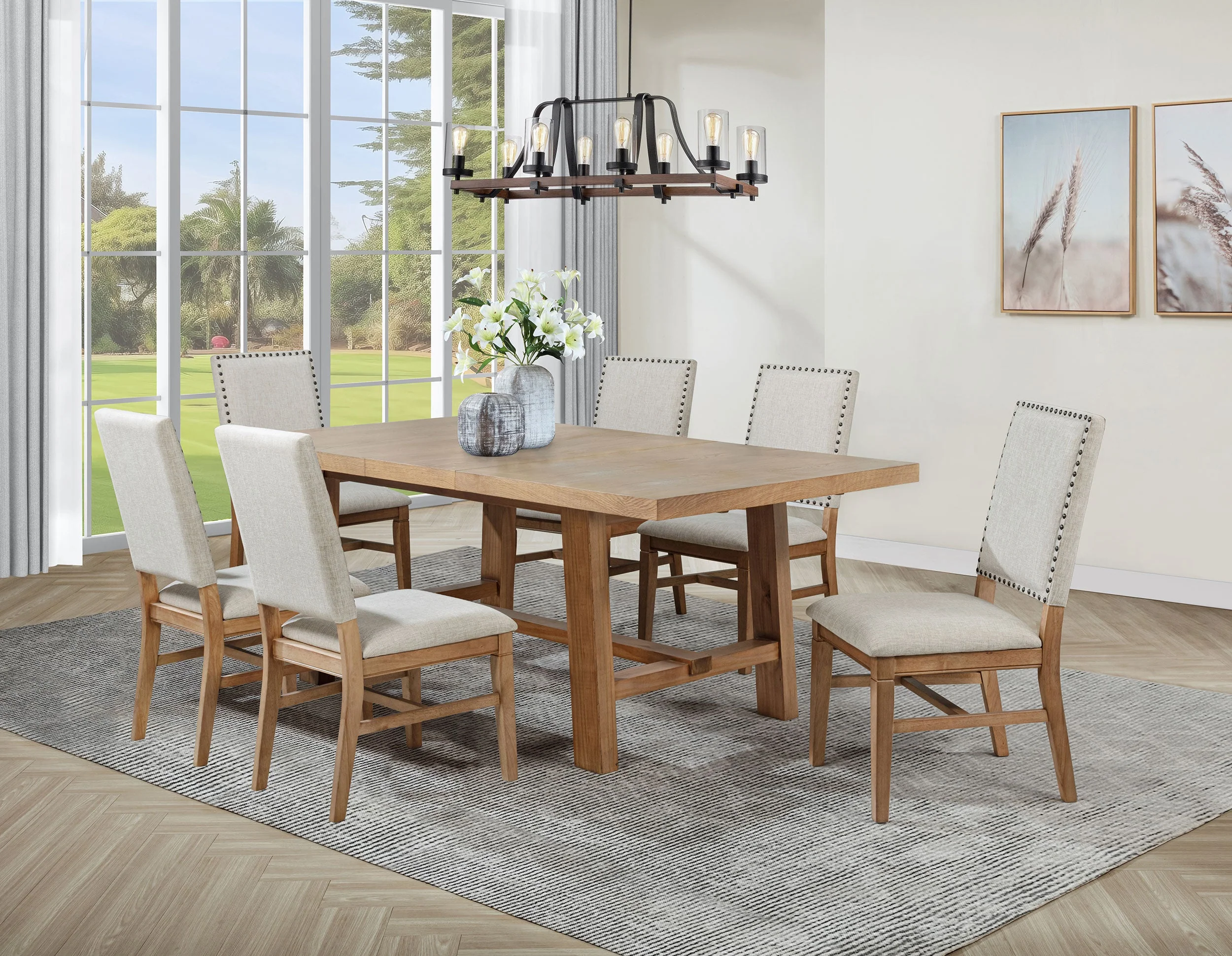Middleton Extension Leaf Dining Set Brown and Beige - Image 4