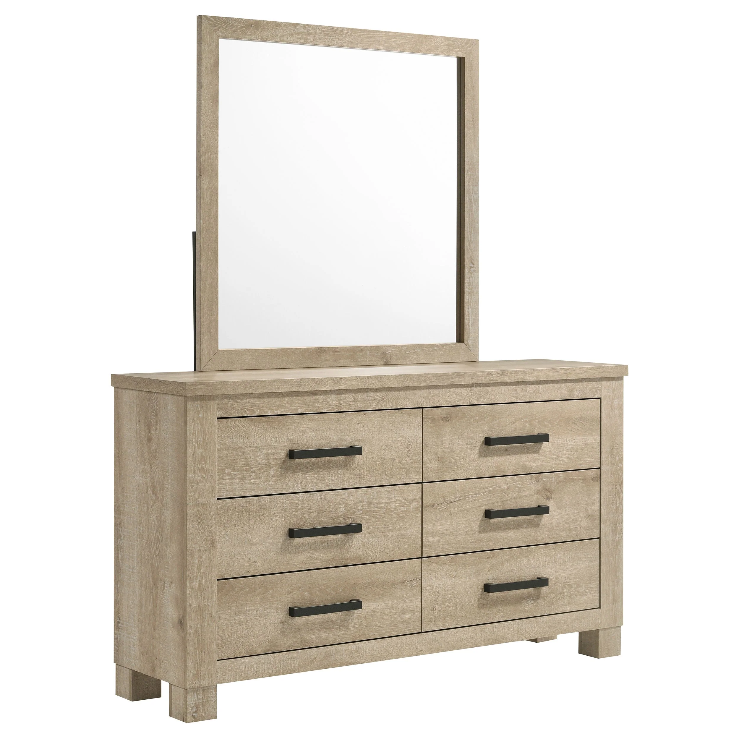 Oakglen 6-drawer Bedroom Dresser and Mirror Weathered Oak - Image 2