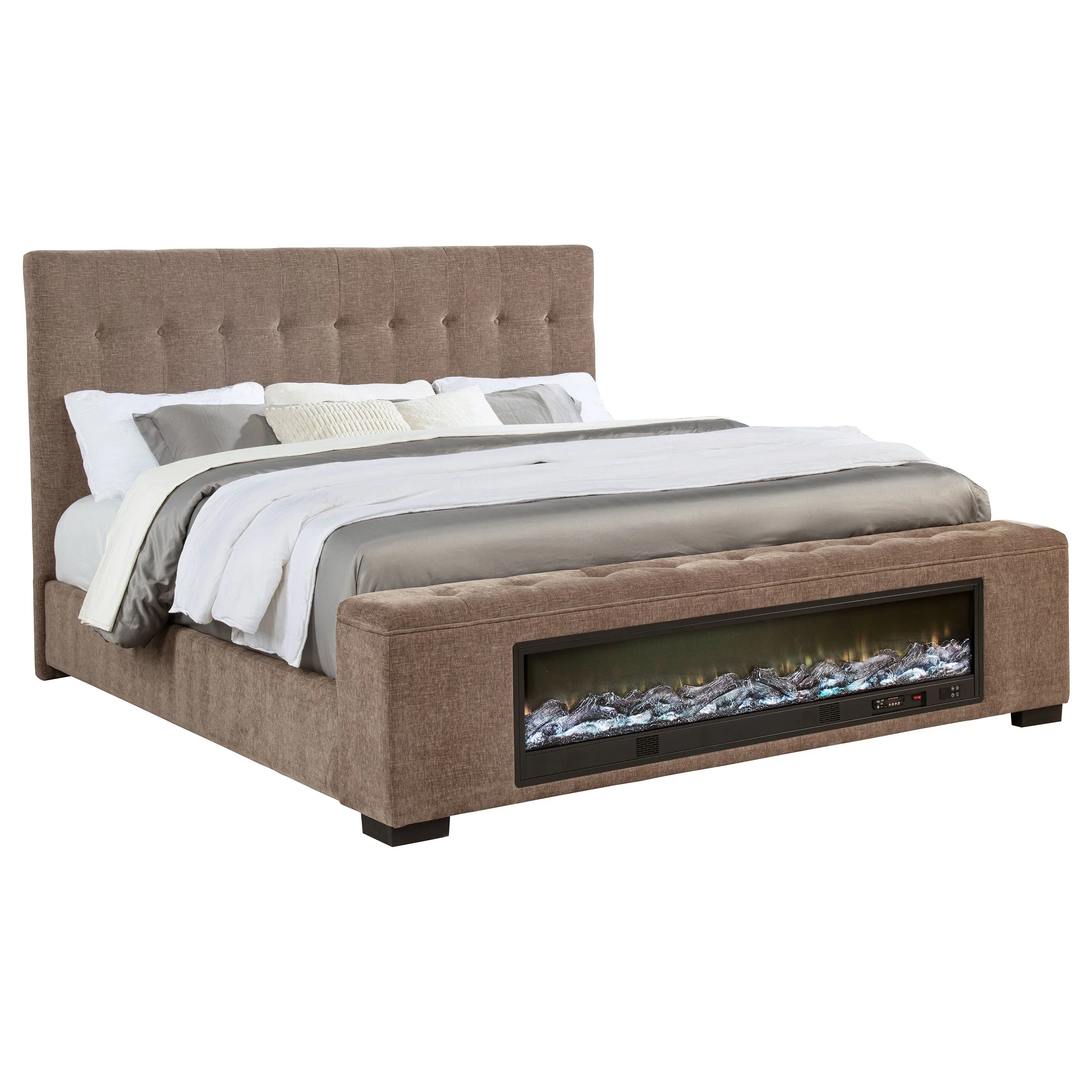 Senna Upholstered Audio Flame Visualizer Bed Brown - Image 10