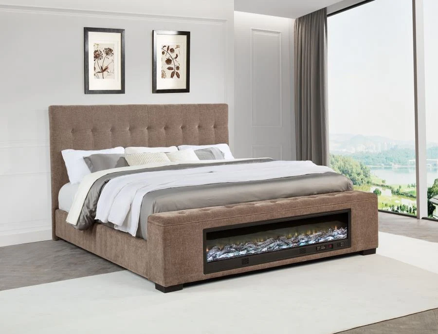 Senna Upholstered Audio Flame Visualizer Bed Brown - Image 2
