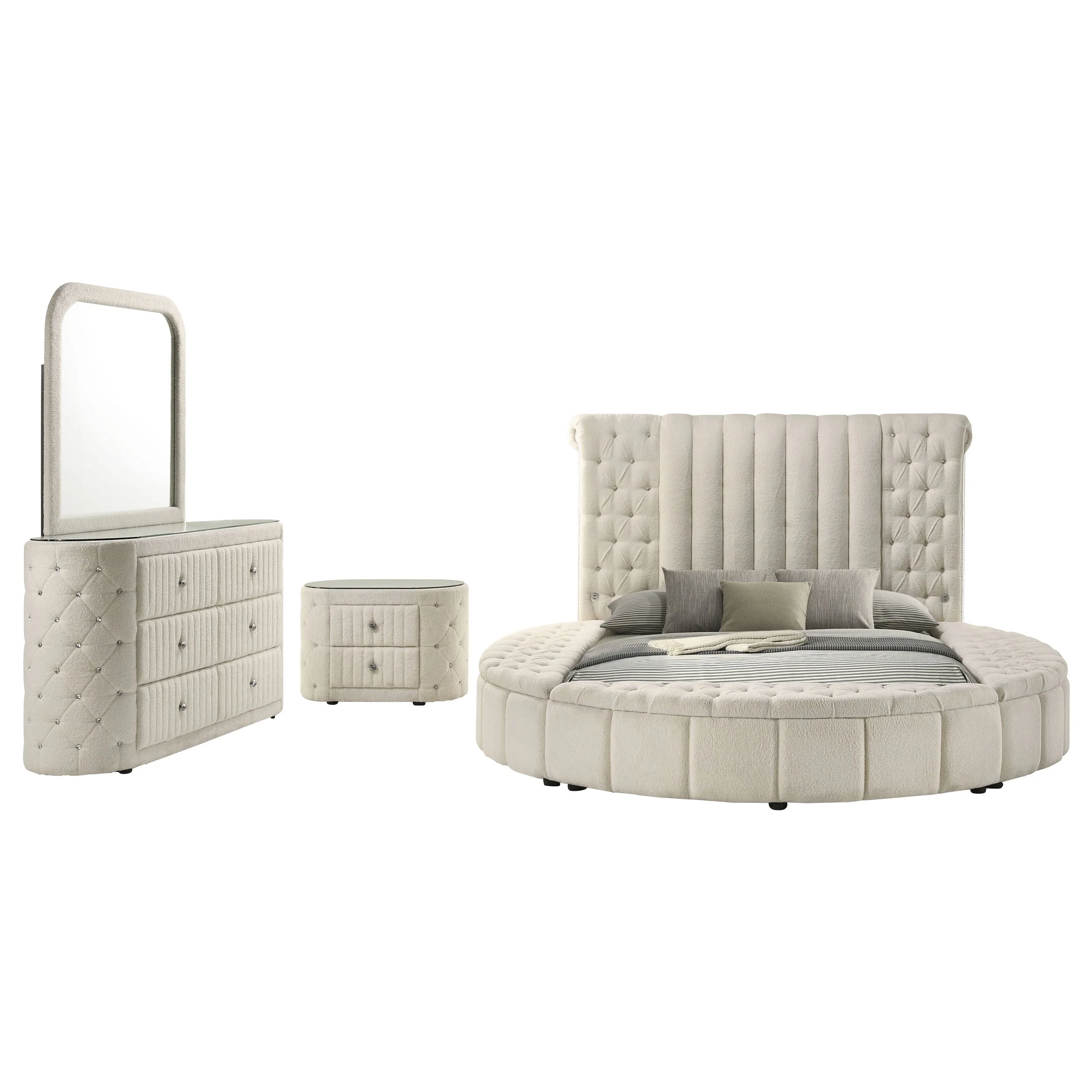 Sonya Upholstered Bedroom Set Ivory - Image 11