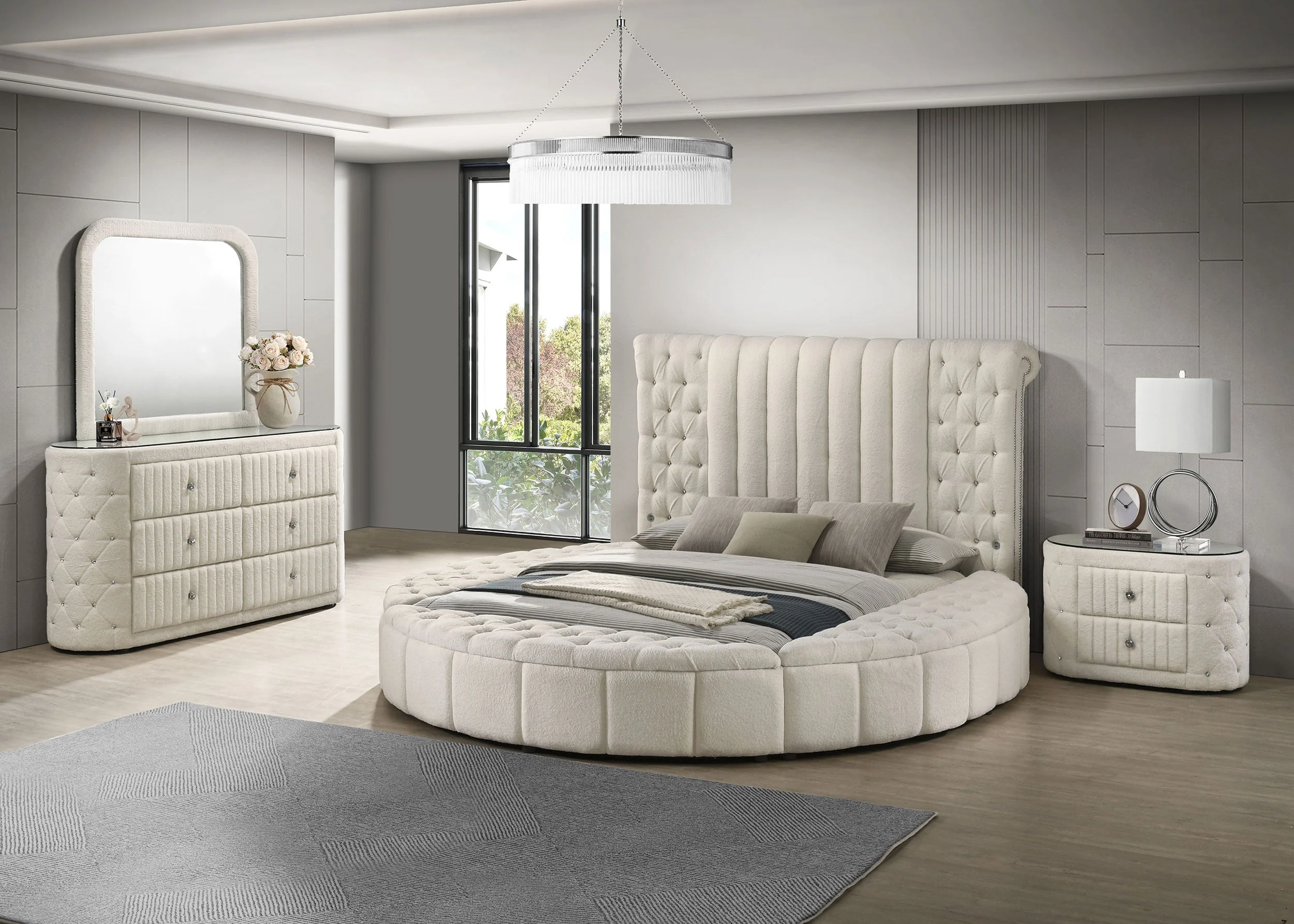 Sonya Upholstered Bedroom Set Ivory - Image 5