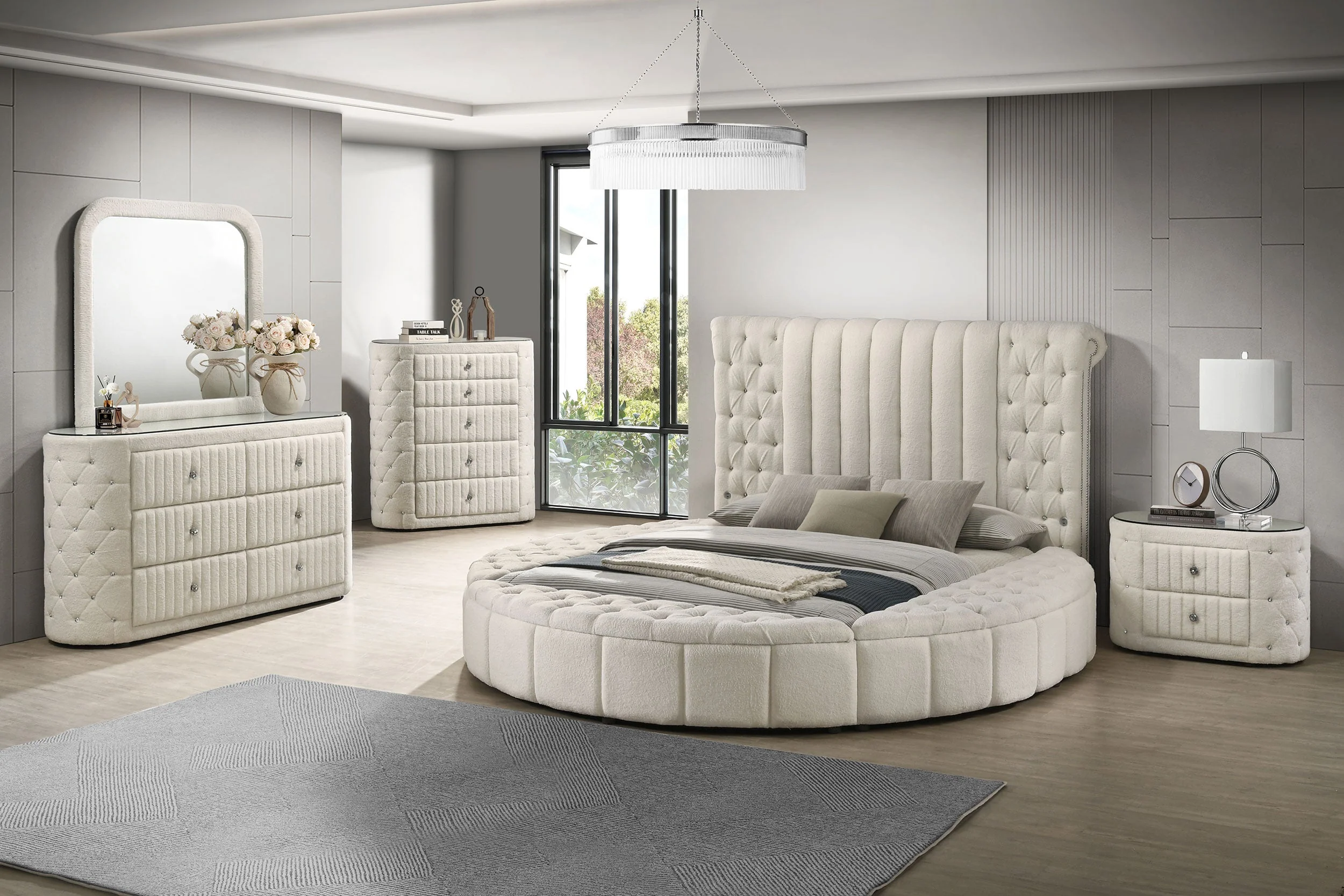 Sonya Upholstered Bedroom Set Ivory - Image 6