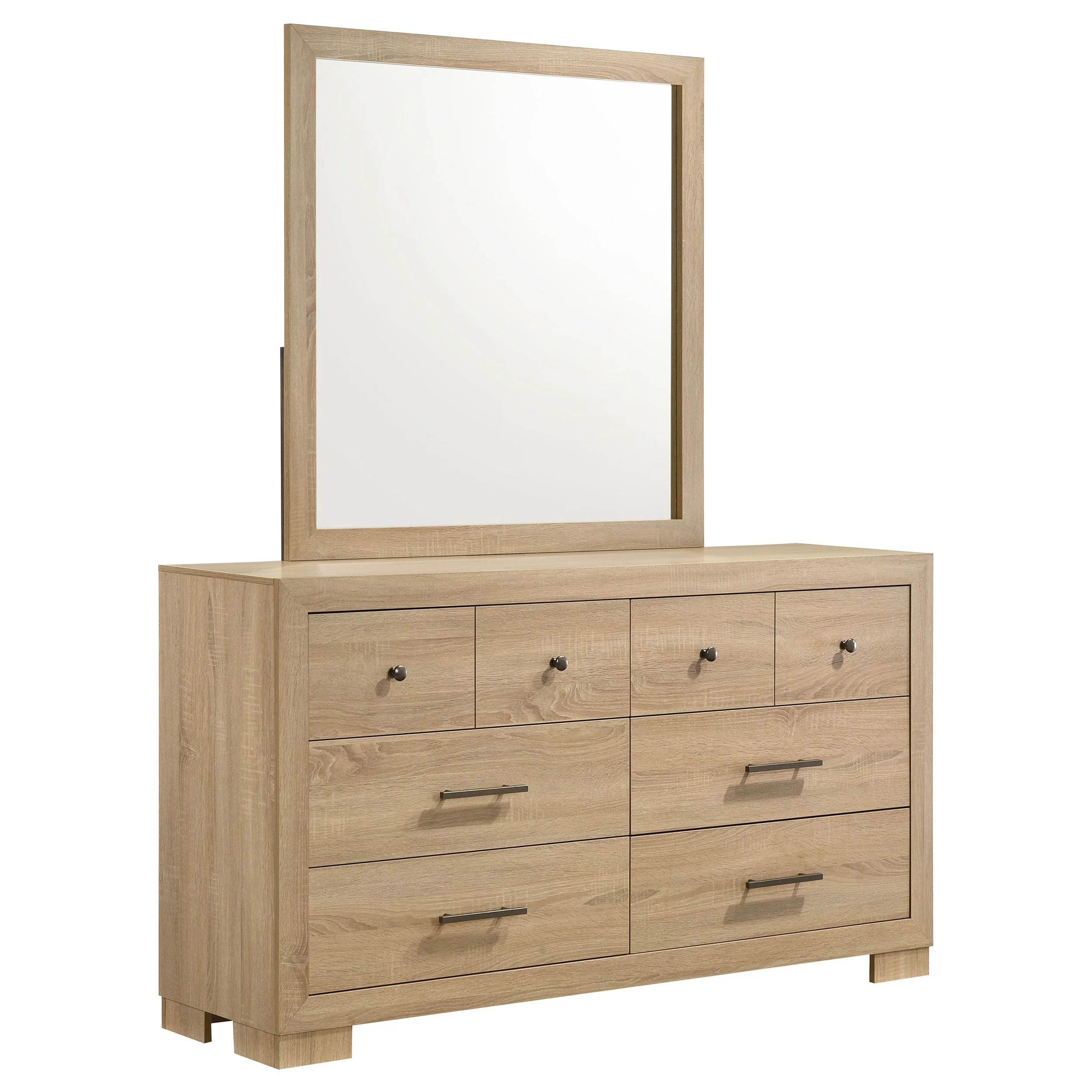 Arielle 6-drawer Bedroom Dresser with Mirror Light Oak - Image 2
