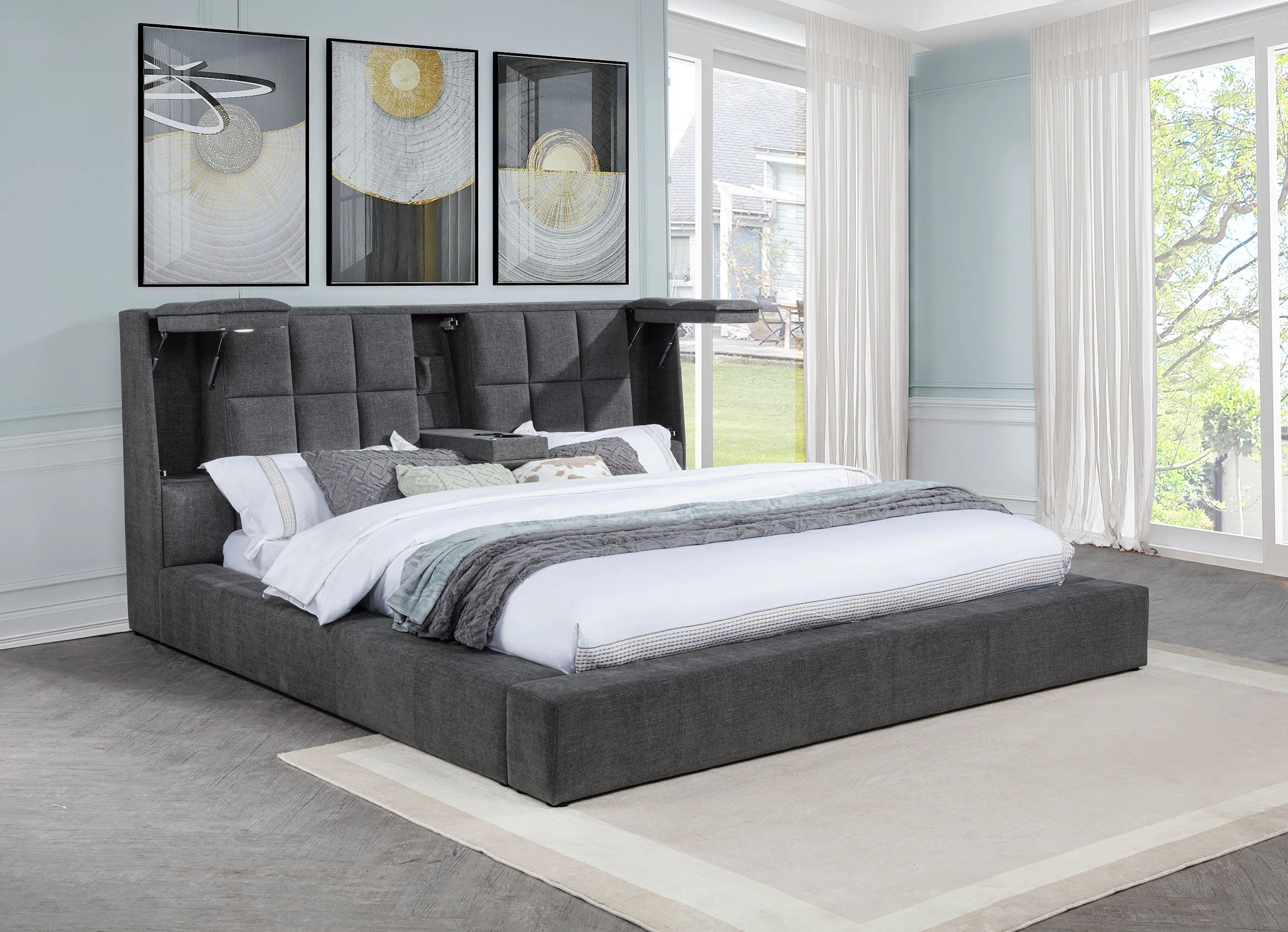 Dreux Upholstered Panel Platform Bed - Image 24