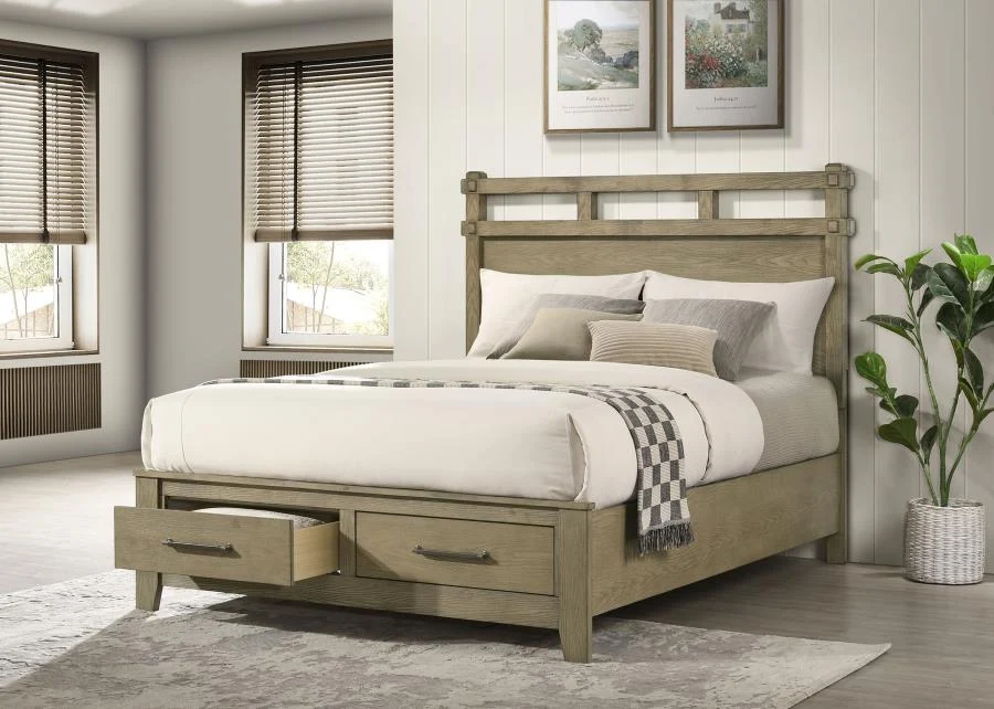 Hazlewood 59-inch Panel Storage Bed Vineyard Oak - Image 2