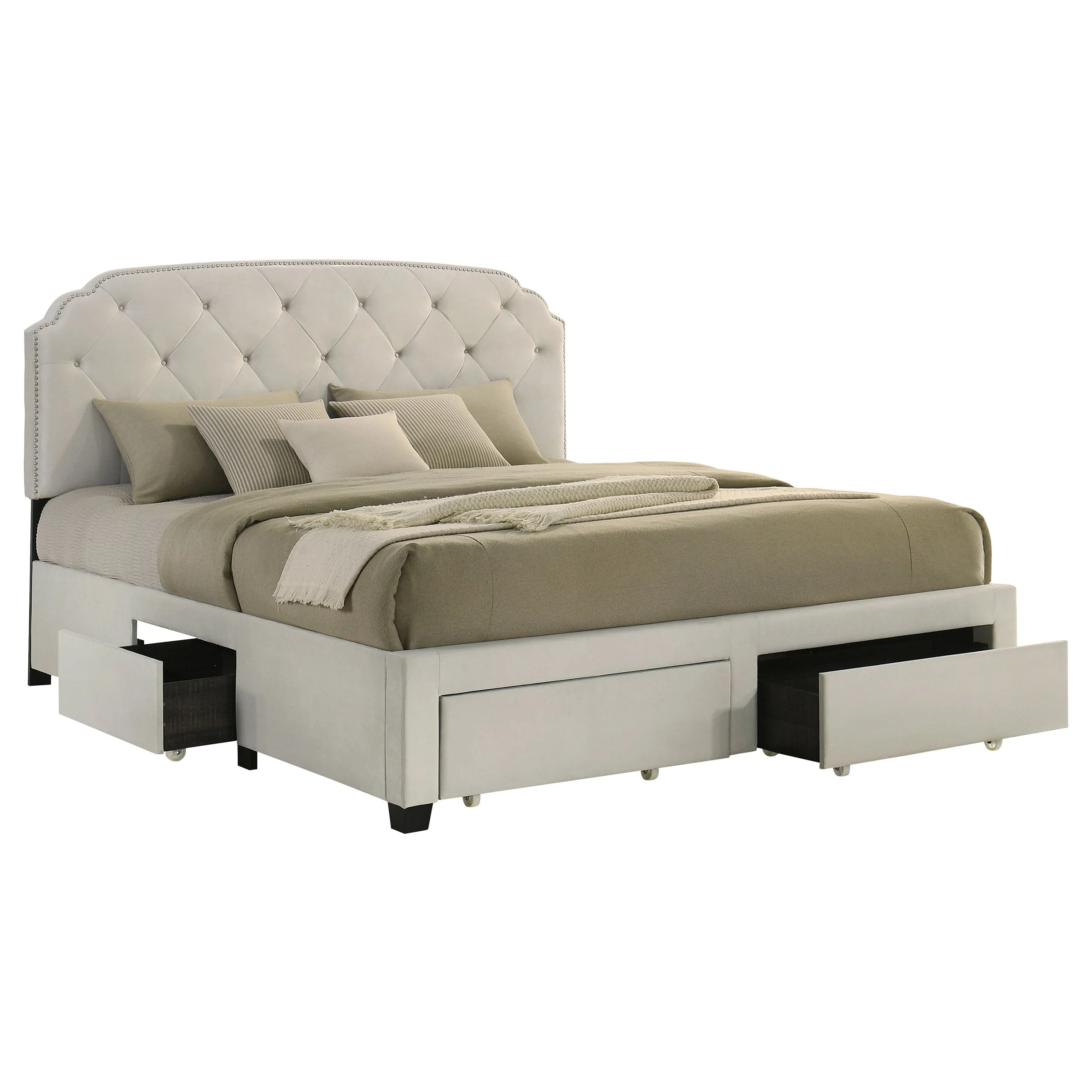 Marianna 4-drawer Upholstered Storage Bed Cream - Image 20