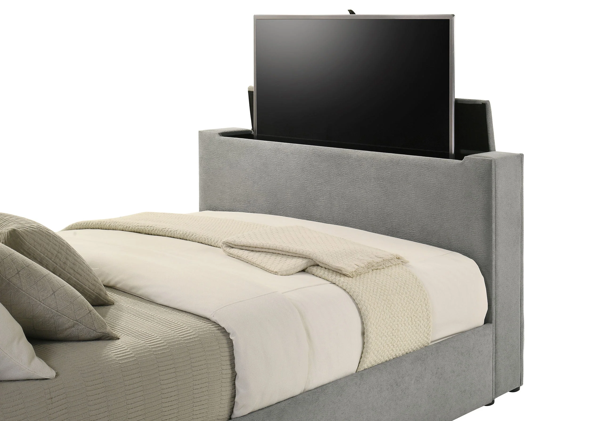 Tara 61-inch Upholstered Panel TV Bed Grey - Image 23