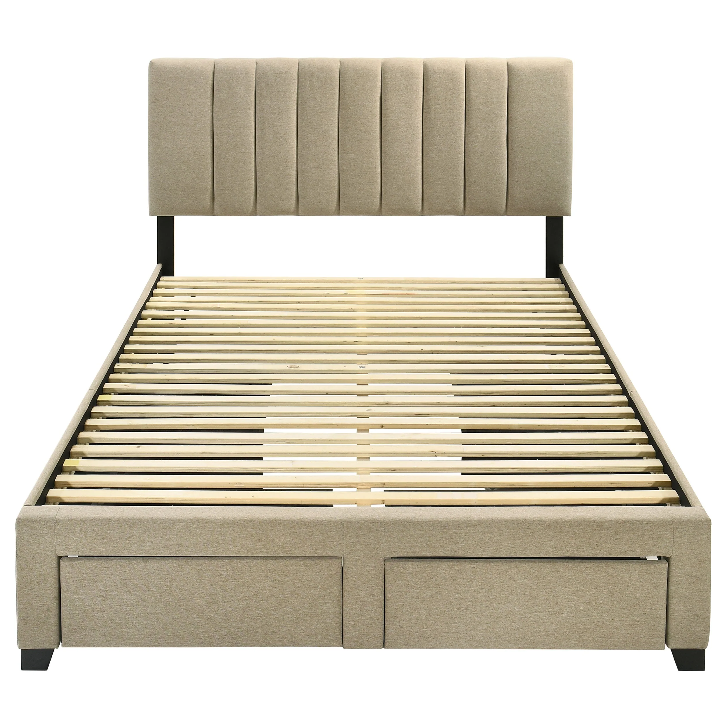 Wheatland 4-drawer Upholstered Storage Bed Light Brown - Image 19