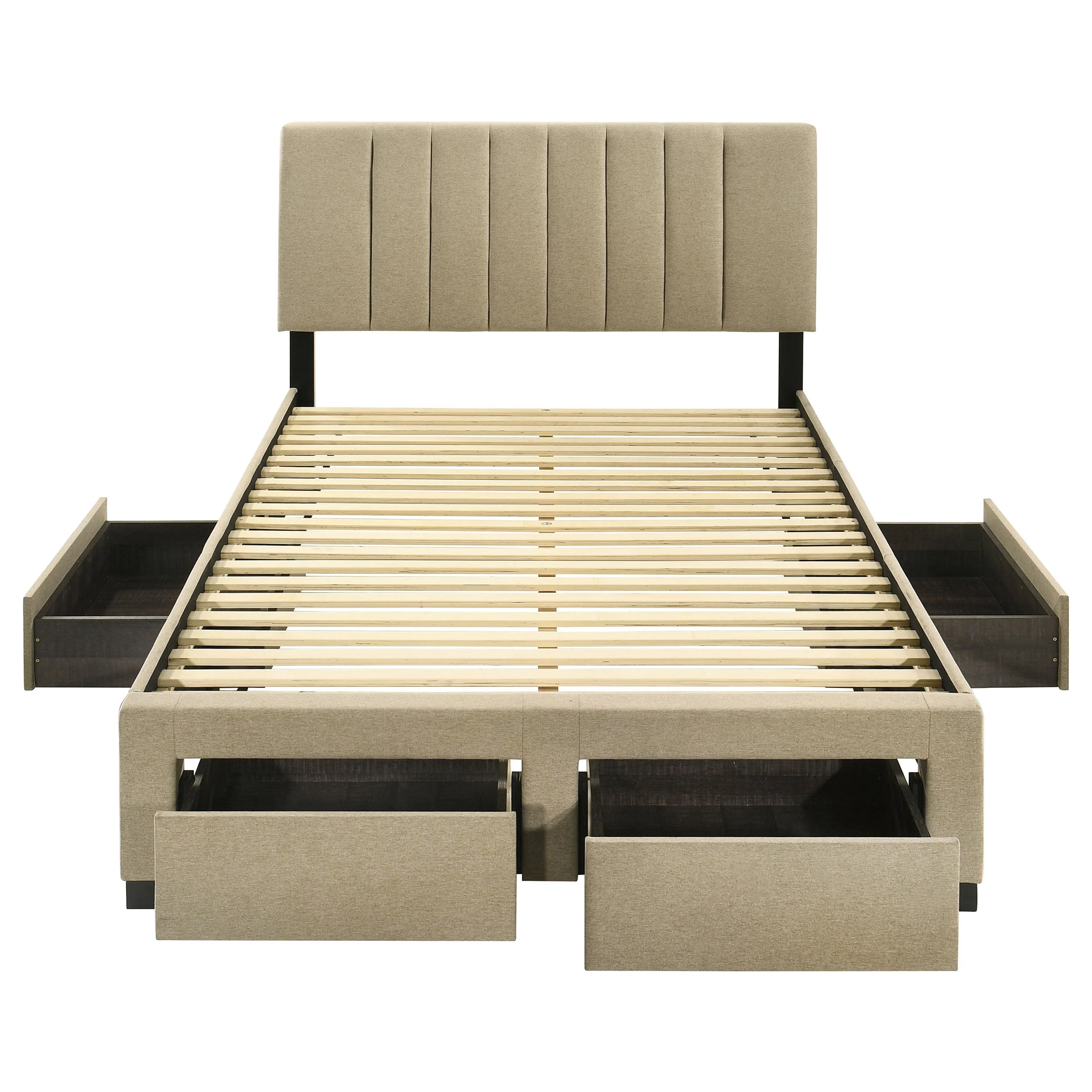 Wheatland 4-drawer Upholstered Storage Bed Light Brown - Image 27