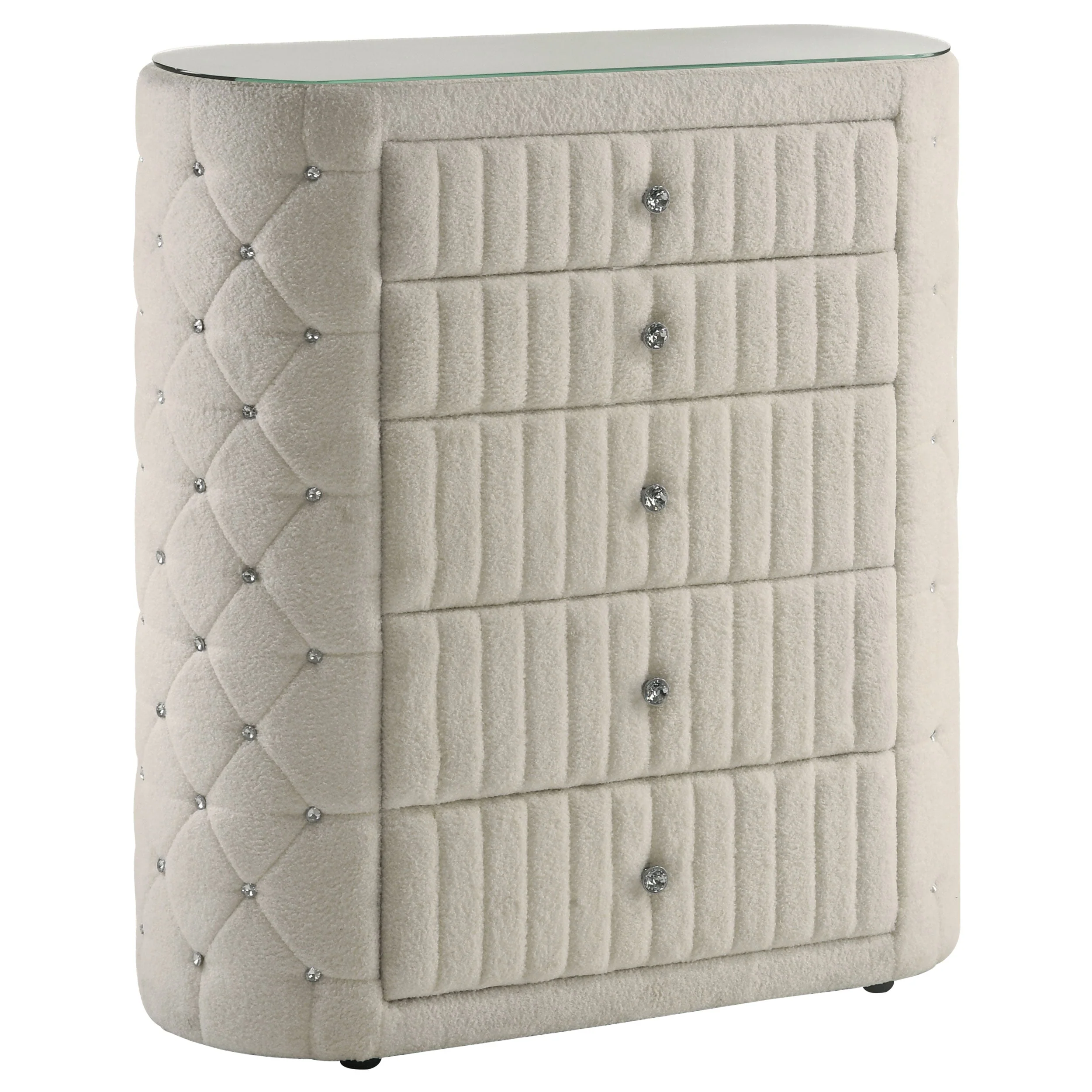 Sonya 5-drawer Upholstered Bedroom Chest of Drawers Ivory - Image 2