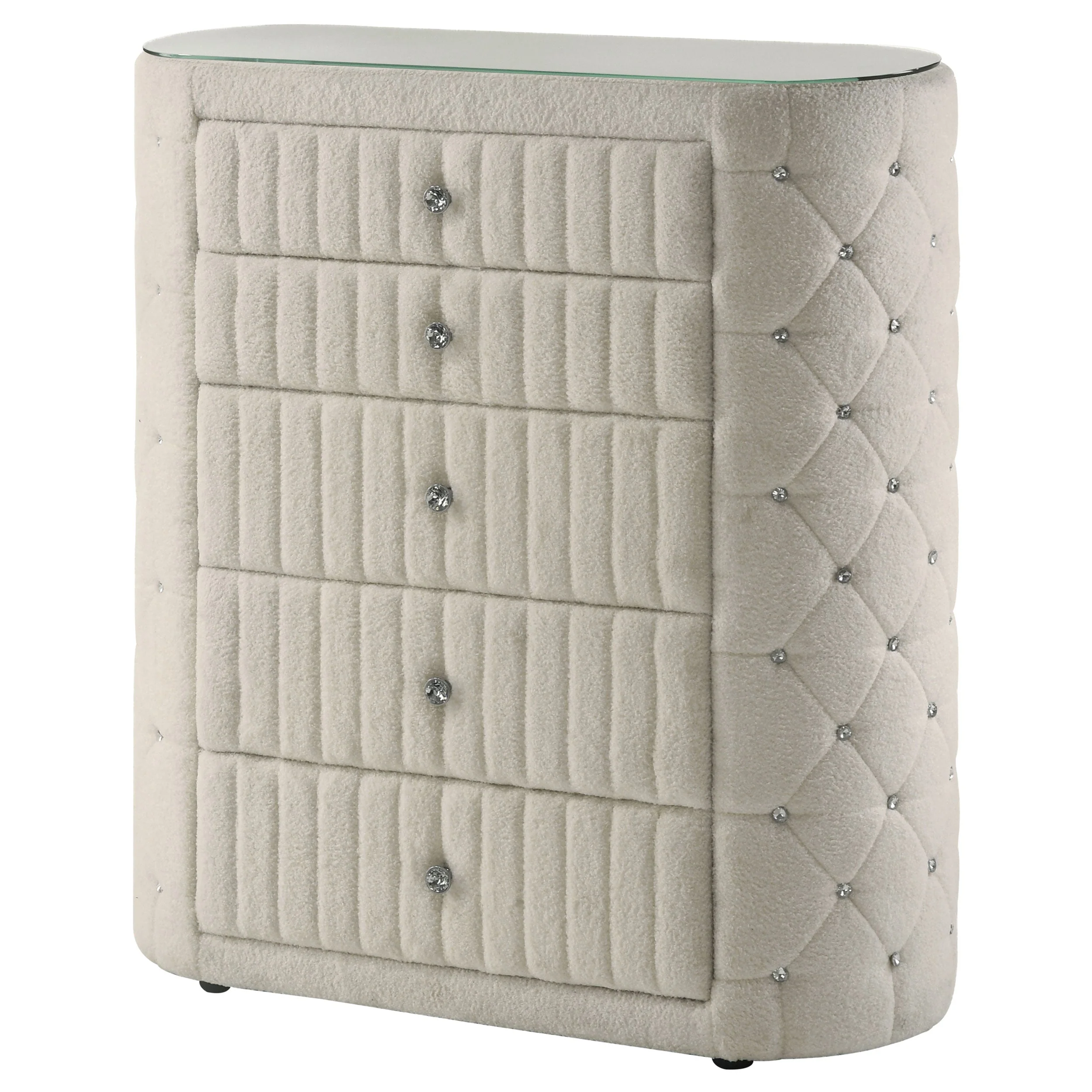 Sonya 5-drawer Upholstered Bedroom Chest of Drawers Ivory - Image 5