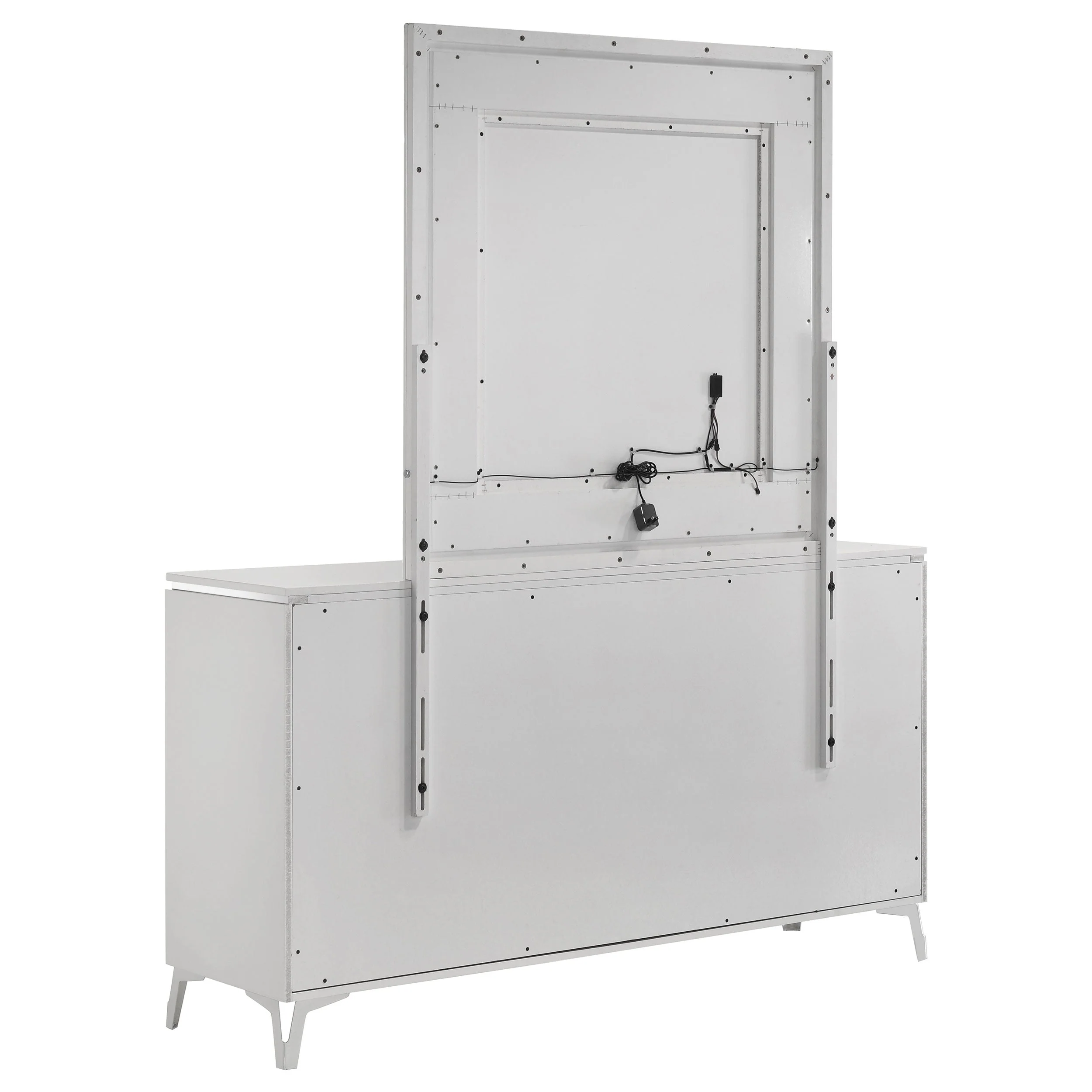 Cassia 6-drawer Dresser Cabinet with Mirror White High Gloss - Image 5