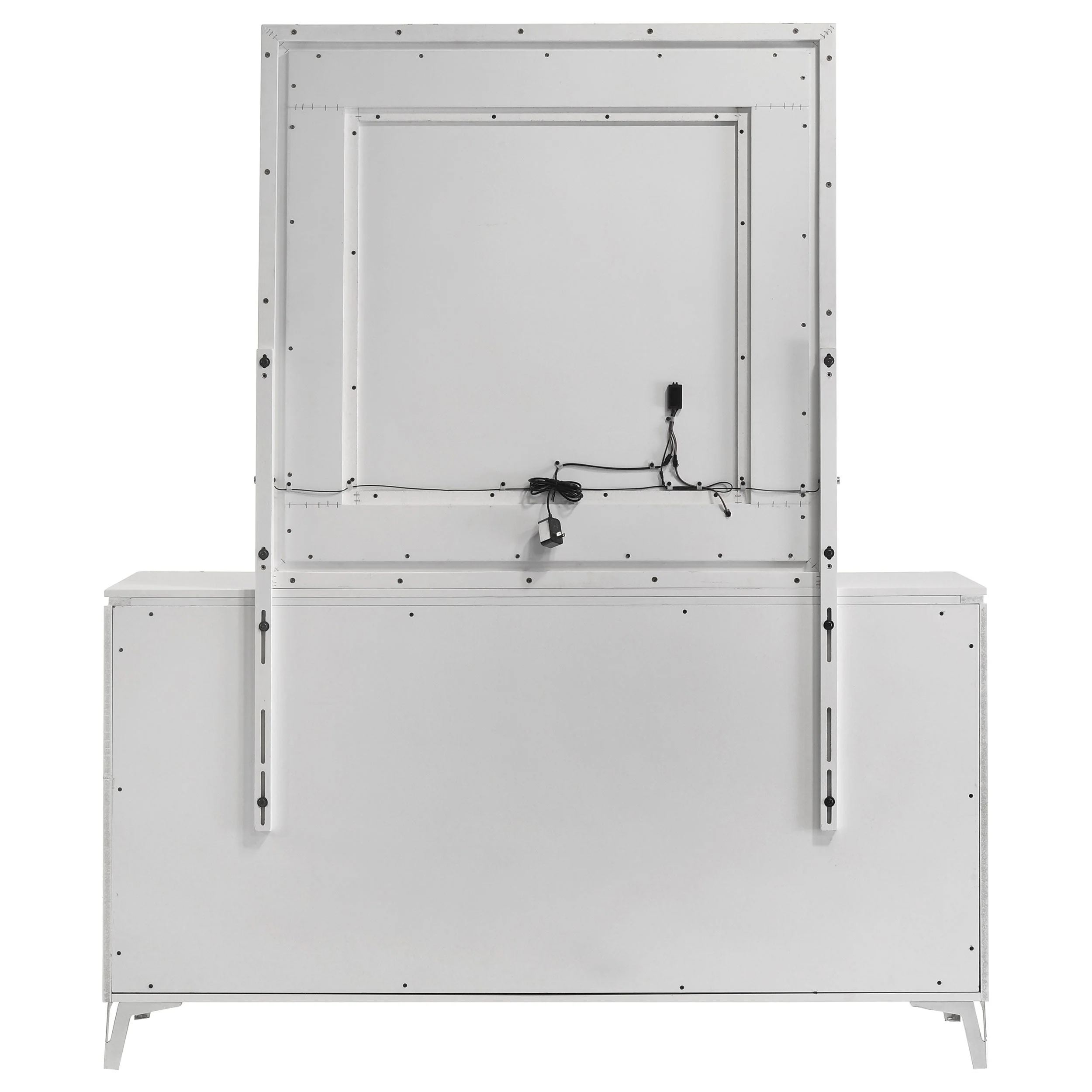 Cassia 6-drawer Dresser Cabinet with Mirror White High Gloss - Image 6