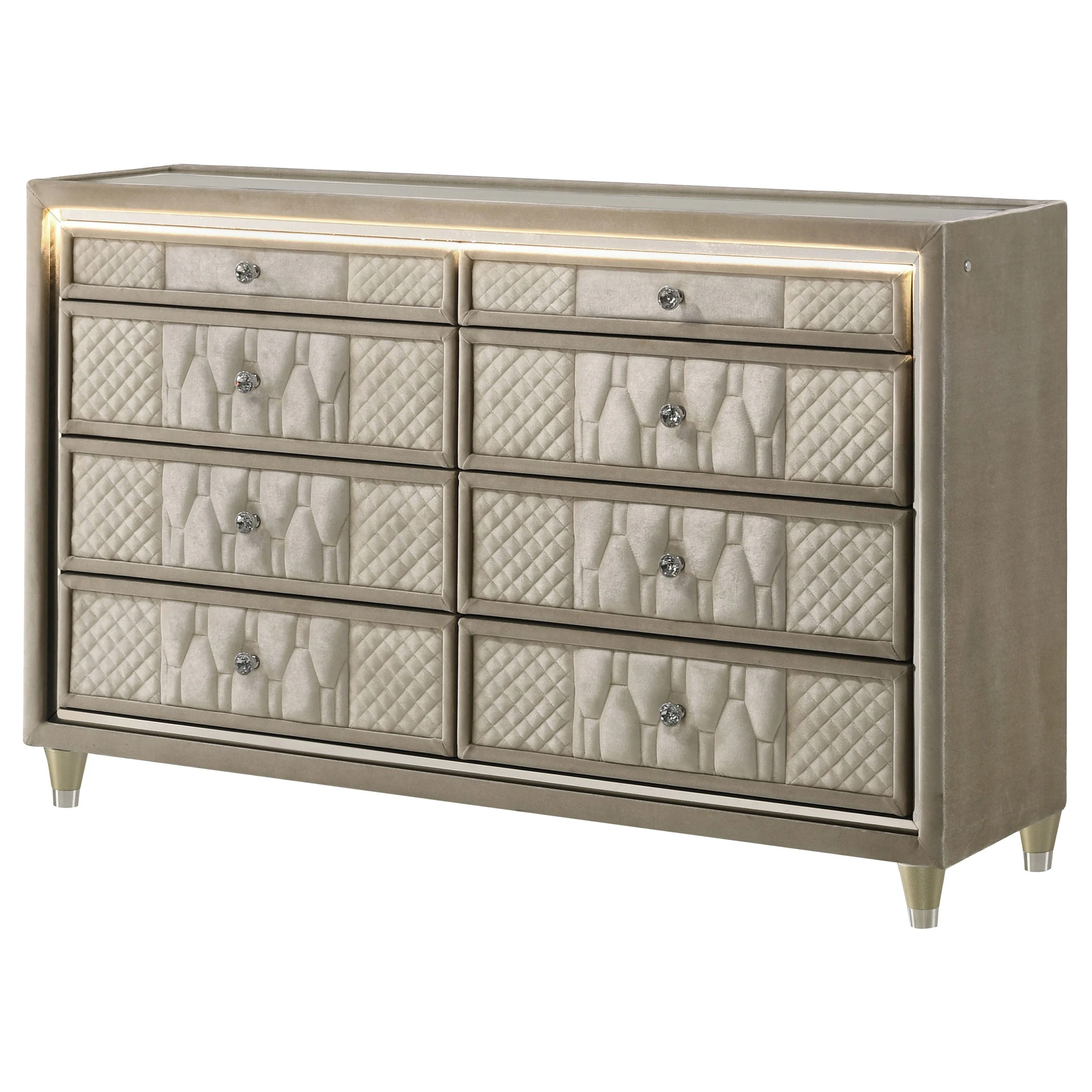 Lorient 8-drawer LED Bedroom Dresser Cabinet Ivory and Camel - Image 5