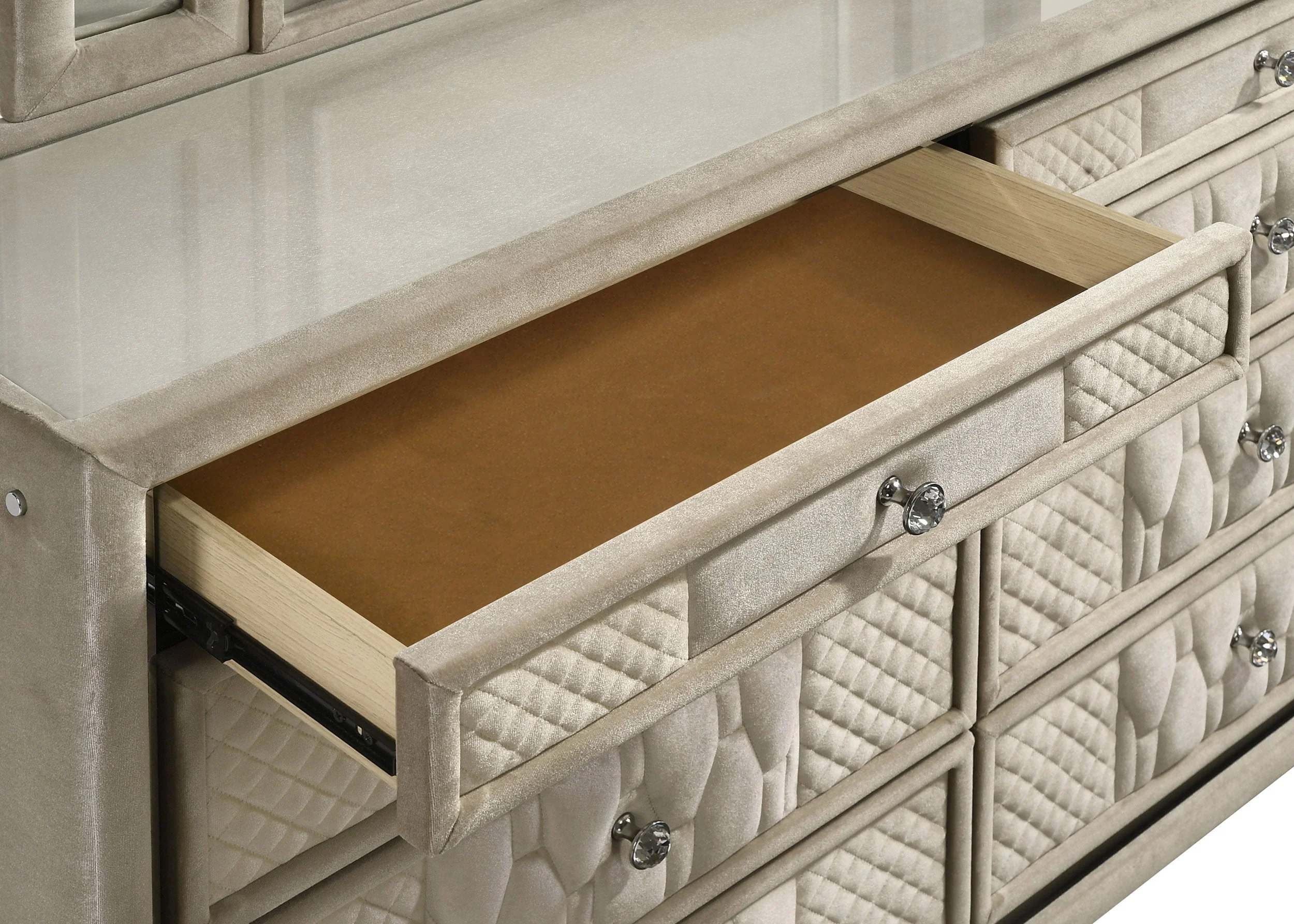 Lorient 8-drawer LED Dresser with Mirror Ivory and Camel - Image 11