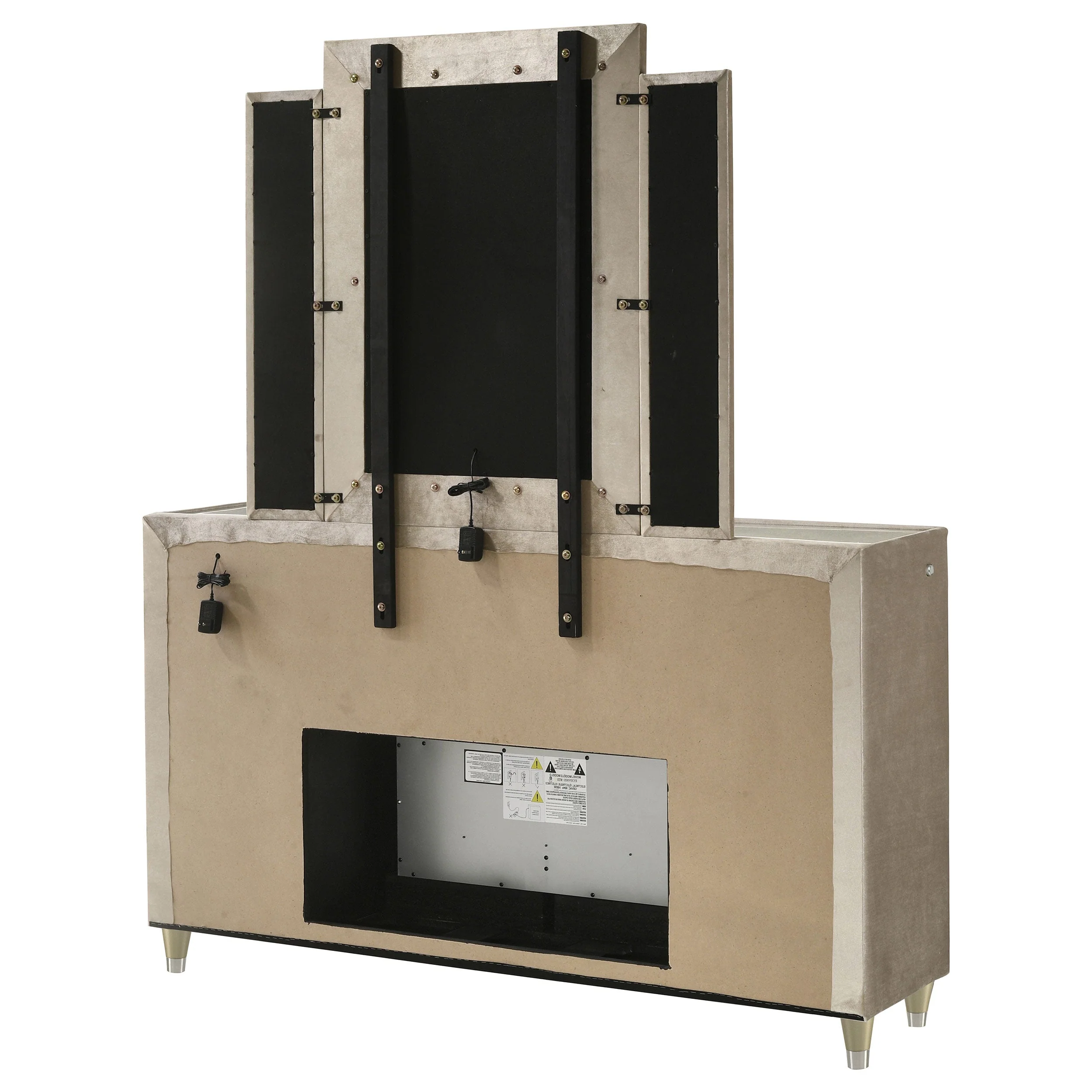 Lorient 8-drawer LED Flame Box Dresser and Mirror Ivory Camel - Image 9