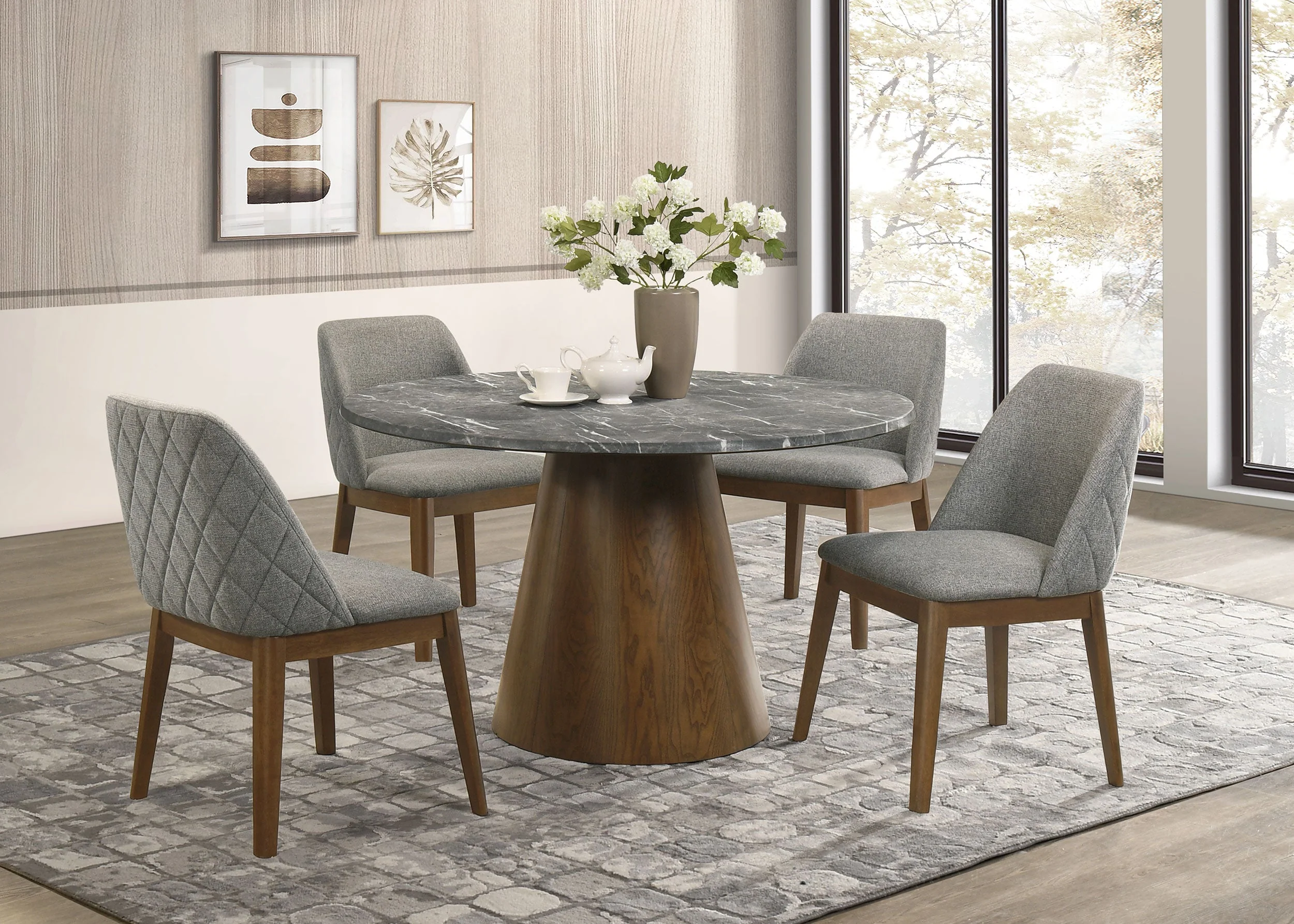 Franklin 50-inch Round Dining Table Grey and Dark Oak - Image 11