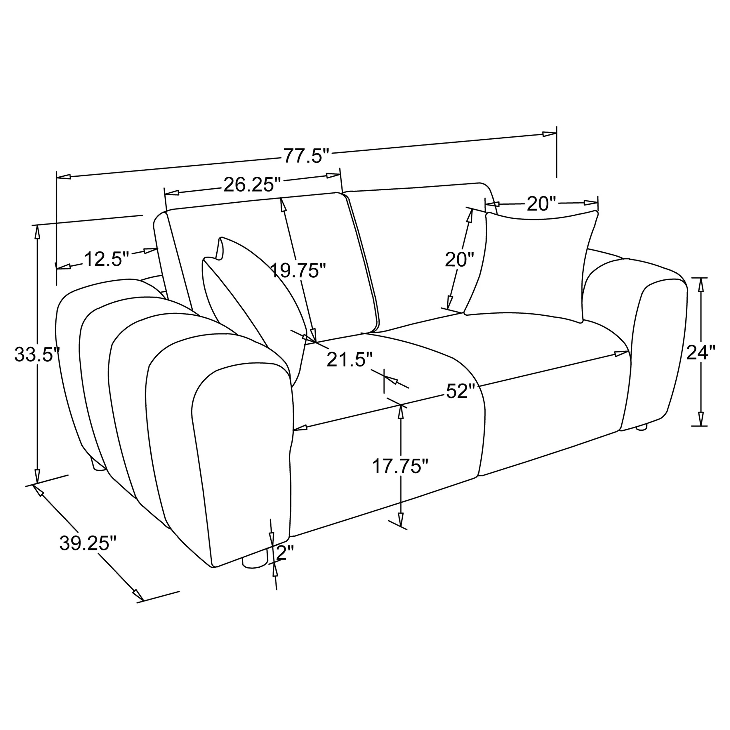 Burnett Chenille Upholstered Wide Arm Loveseat - Image 21