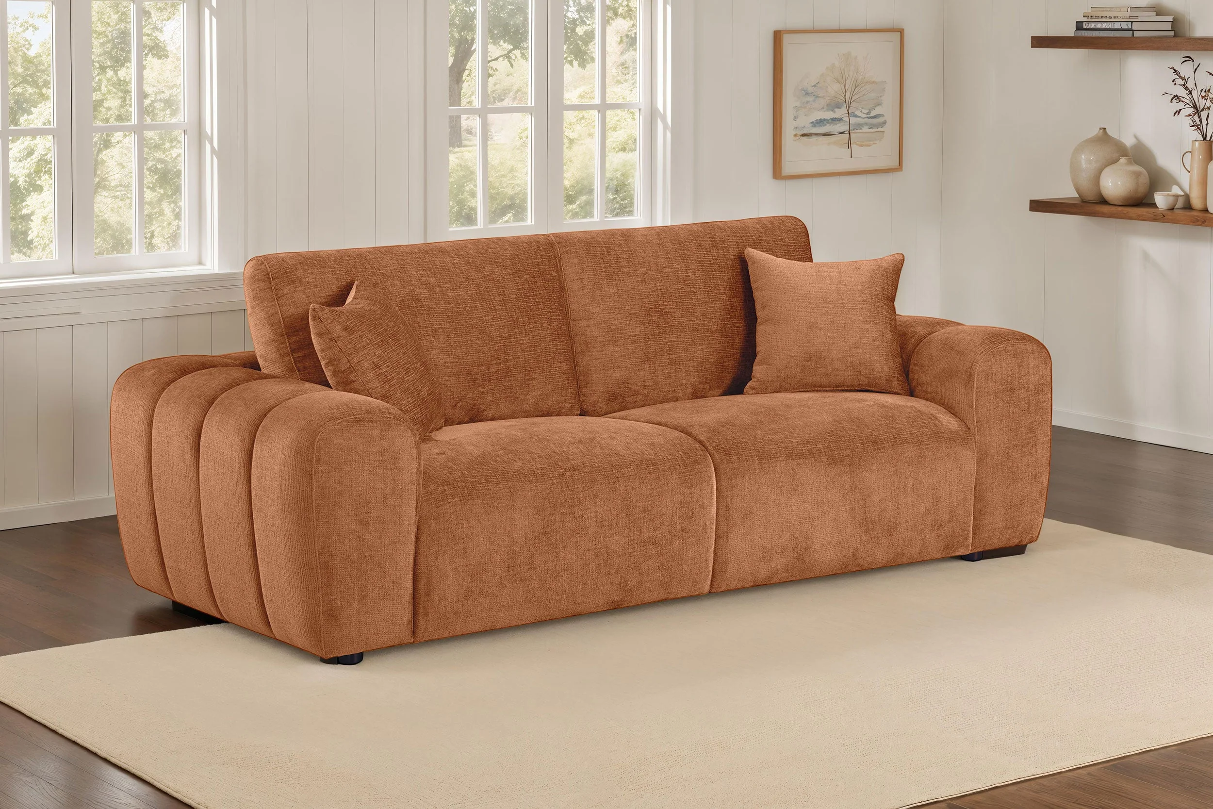 Burnett Chenille Upholstered Wide Arm Sofa - Image 5