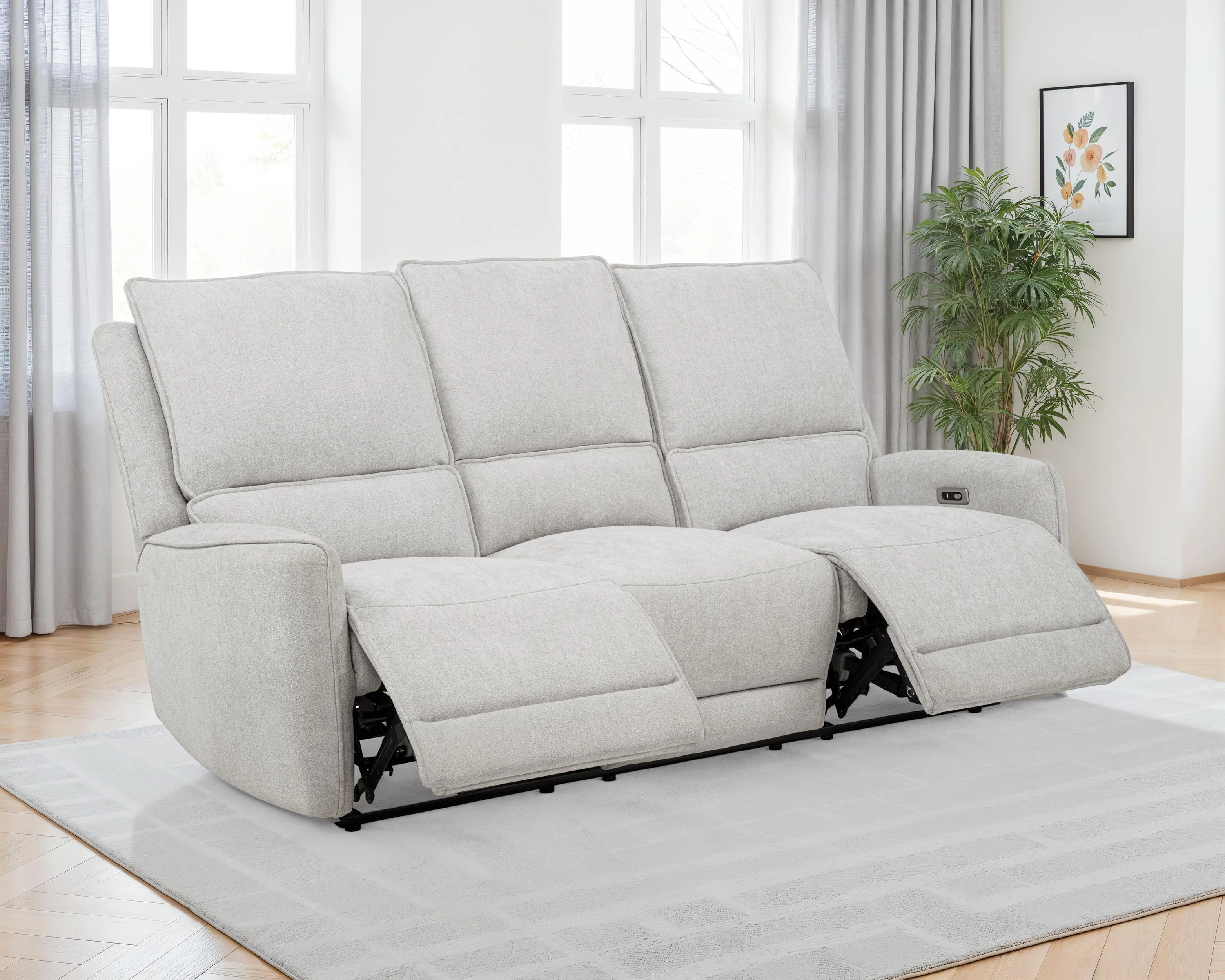 Sylmar Chenille Upholstered Power Reclining Sofa Dove Grey - Image 4