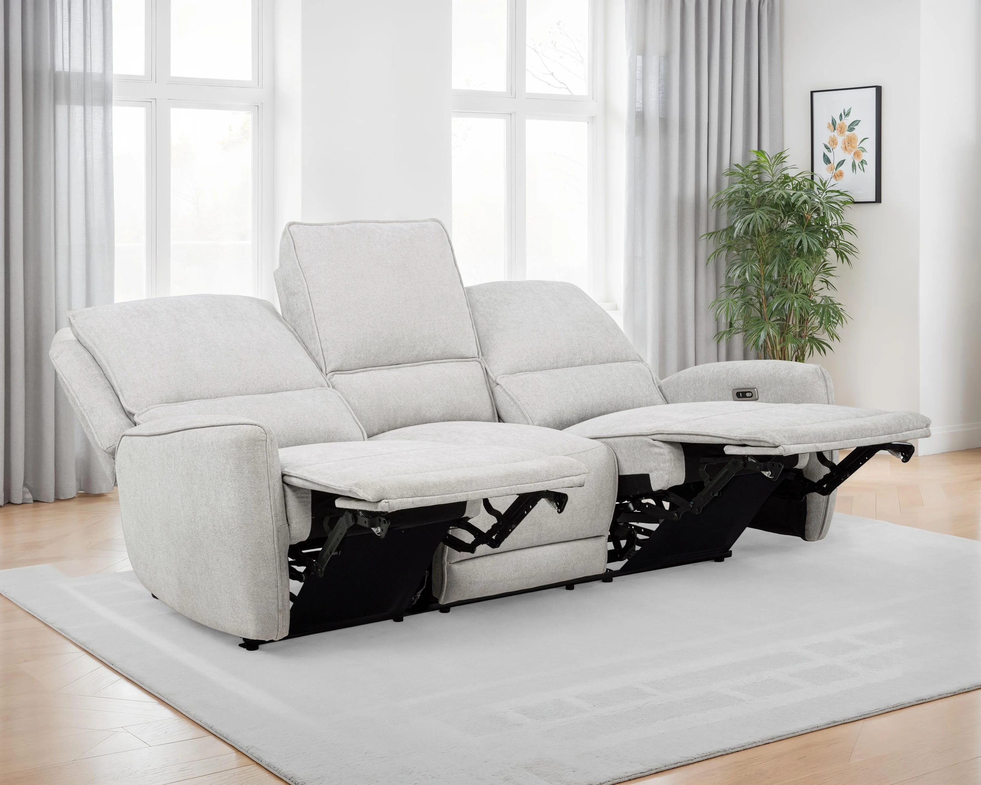 Sylmar Chenille Upholstered Power Reclining Sofa Dove Grey - Image 5