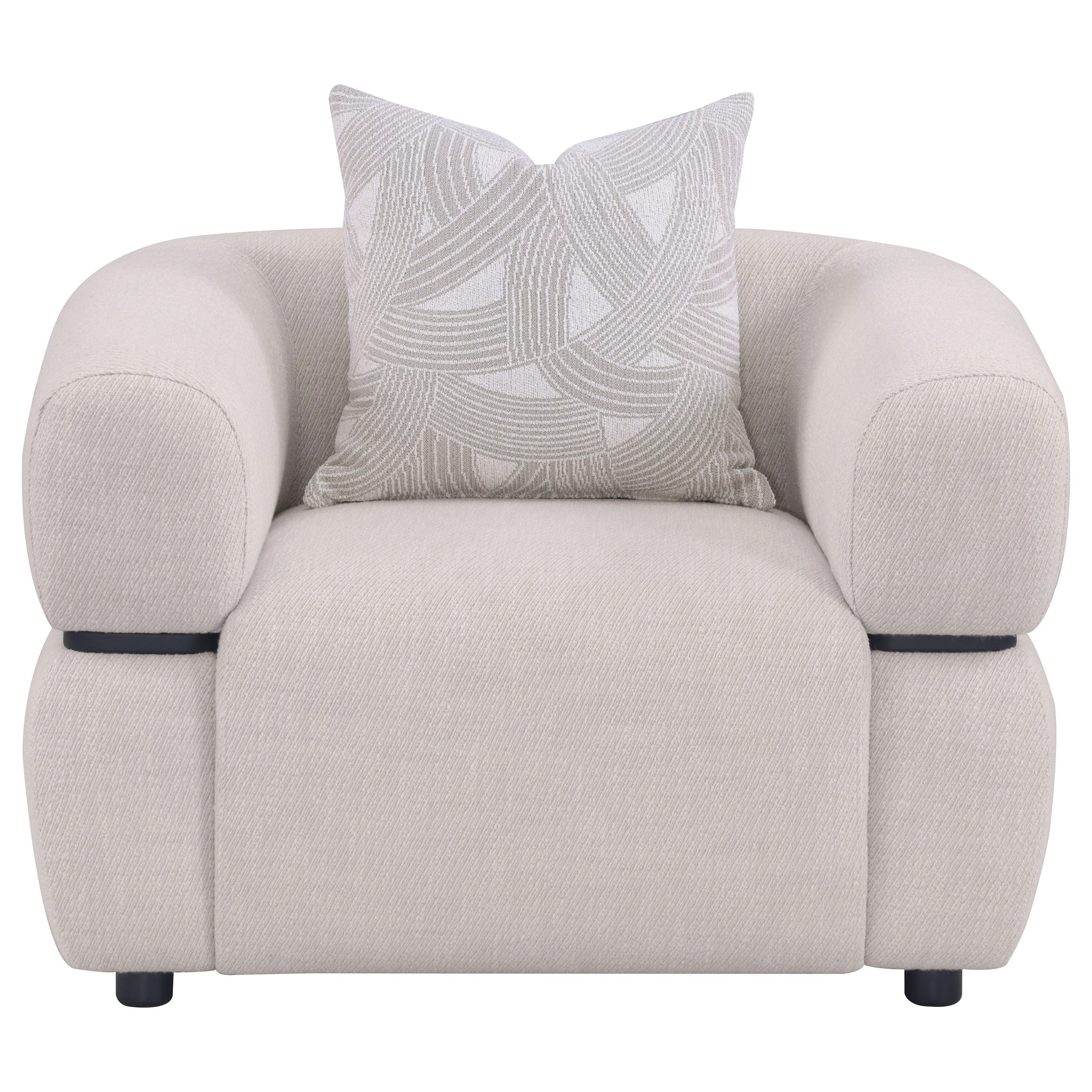 Jeanette Fabric Upholstered Round Arm Accent Chair Beige - Image 4