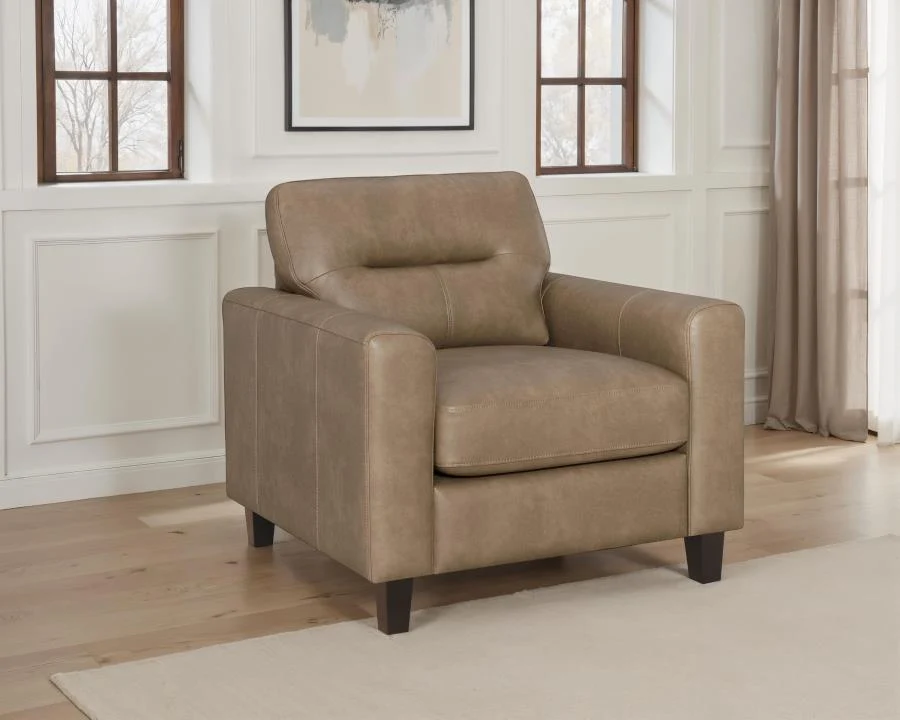 Scotland Faux Leather Upholstered Track Arm Chair - Image 2