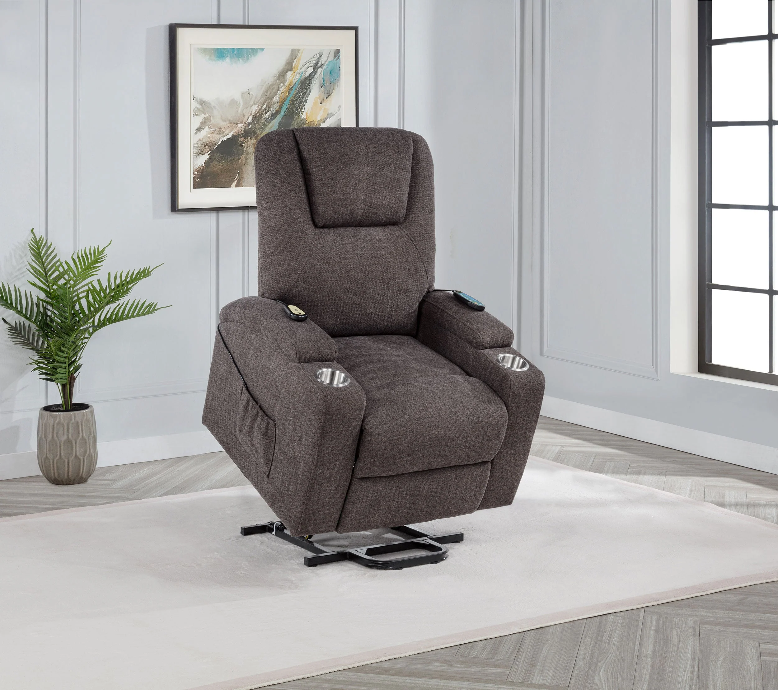 Louie Chenille Upholstered Power Lift Massage Chair - Image 10