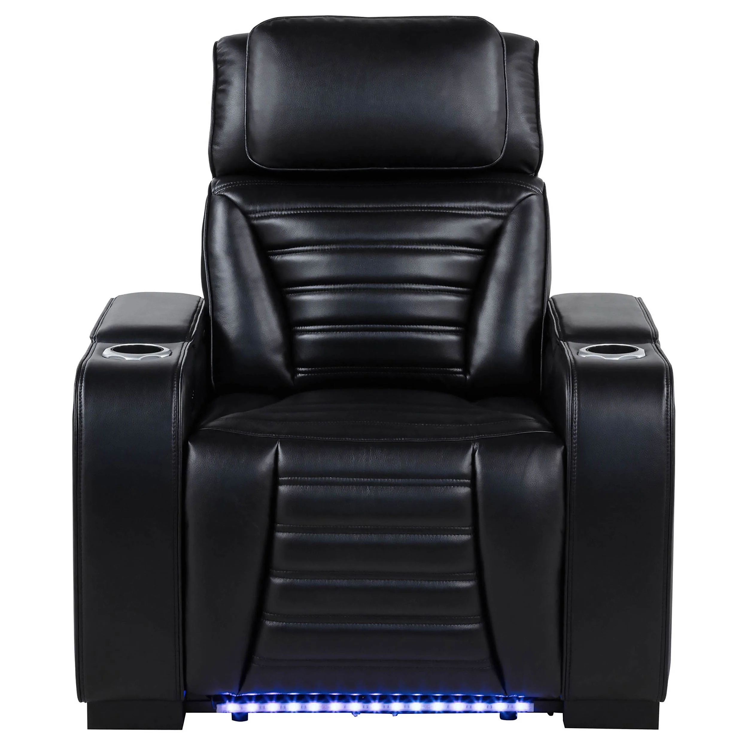 Zuma Faux Leather Upholstered Dual Power LED Recliner Black - Image 6