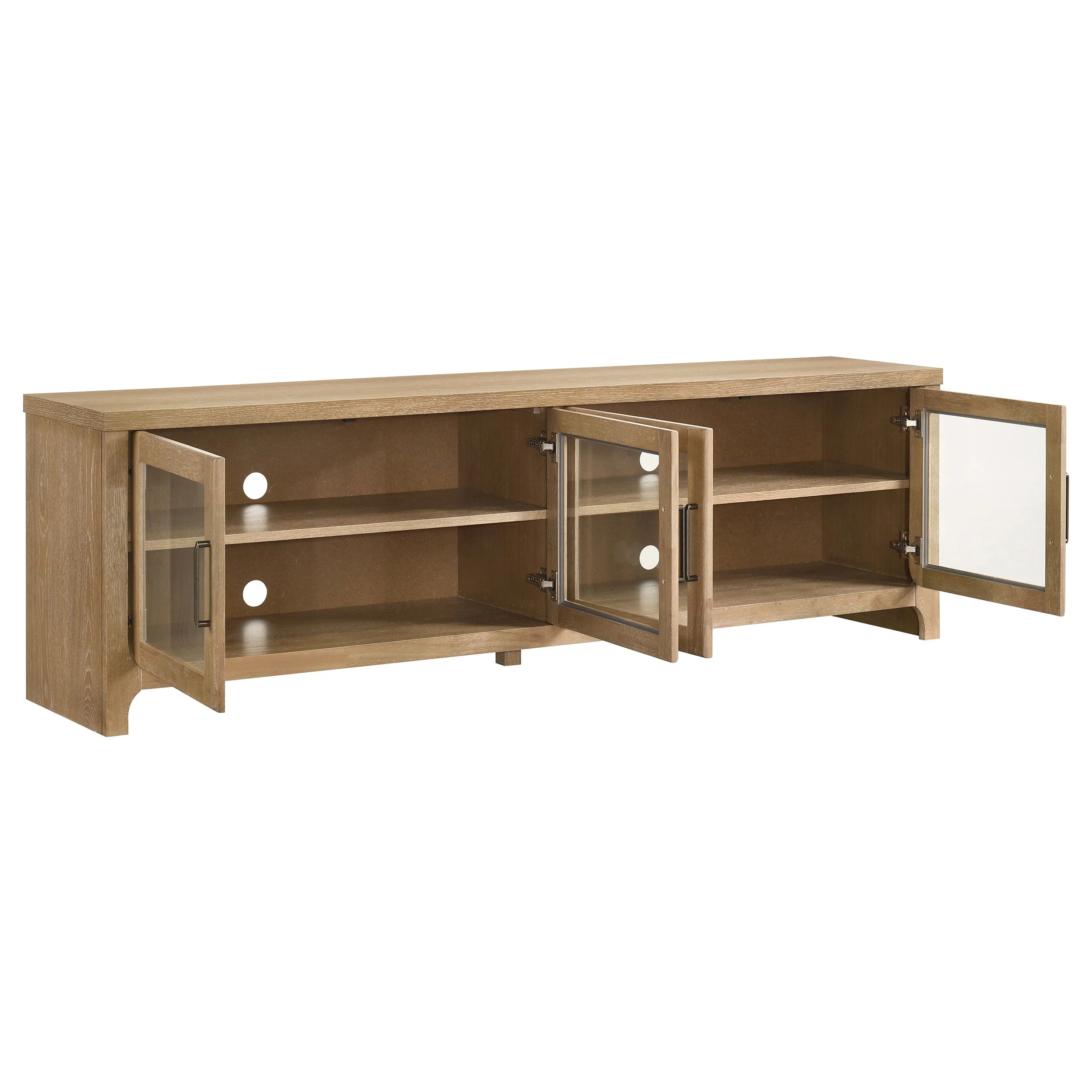 Brenham 79-inch 4-door TV Stand Media Console Washed Oak - Image 4