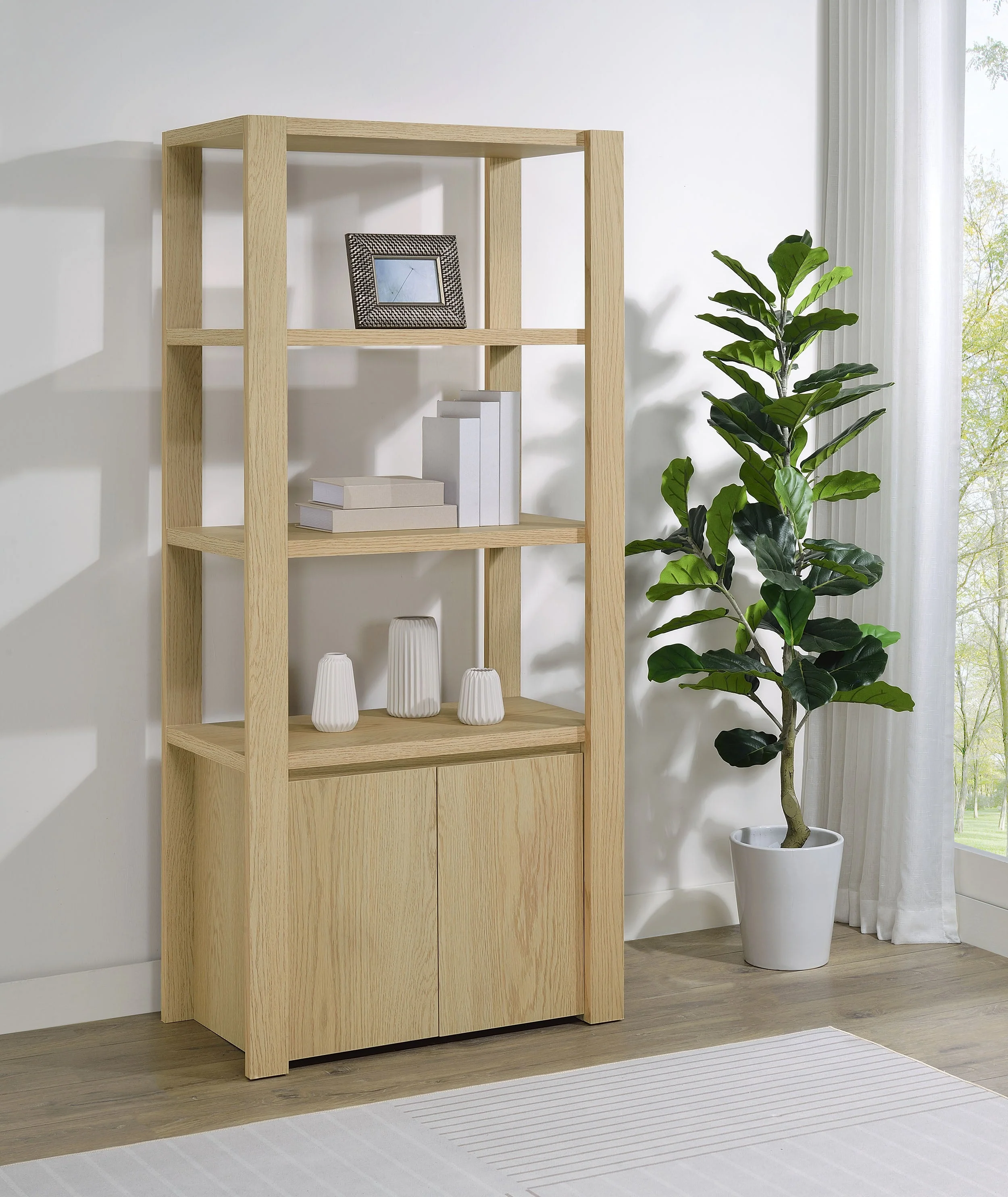 Laurelton 3-shelf Media Tower Tall Pier Cabinet Light Oak - Image 3