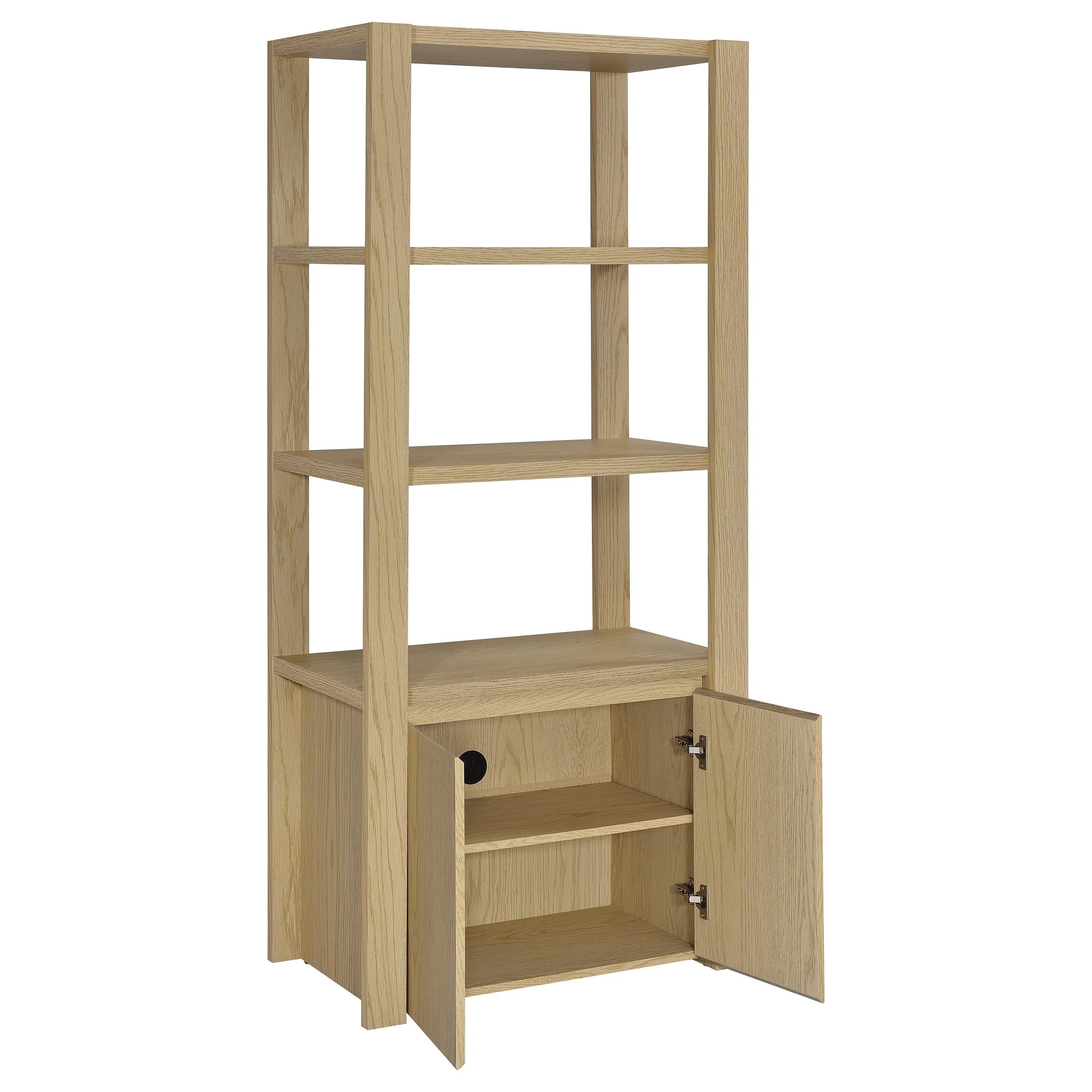 Laurelton 3-shelf Media Tower Tall Pier Cabinet Light Oak - Image 4