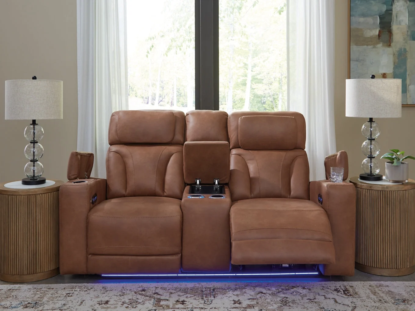 Point Clear Power Reclining Loveseat/Console/Adjustable Headrest - Image 7