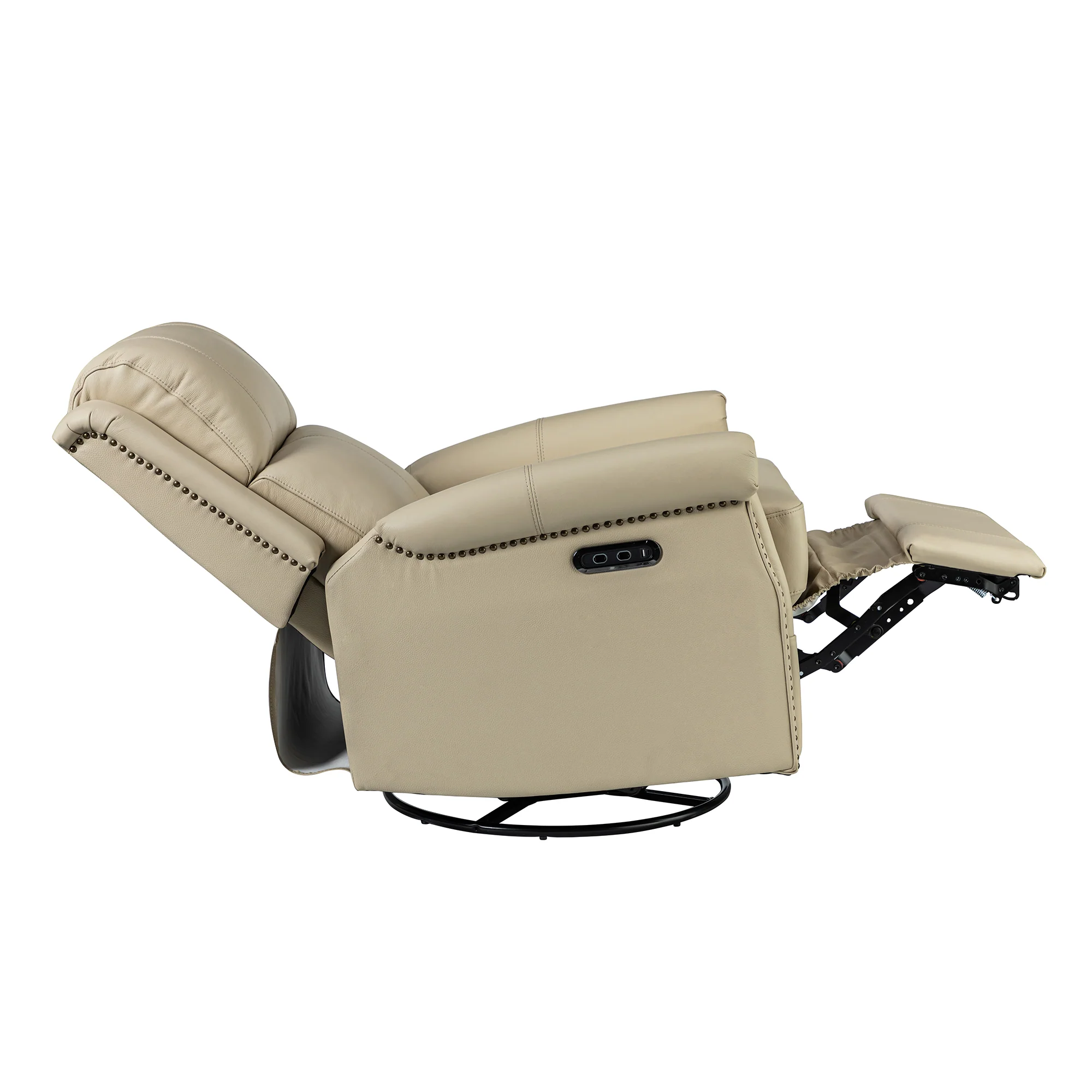 Kaietan Genuine Leather Power Rocking Recliner in Beige - Image 3