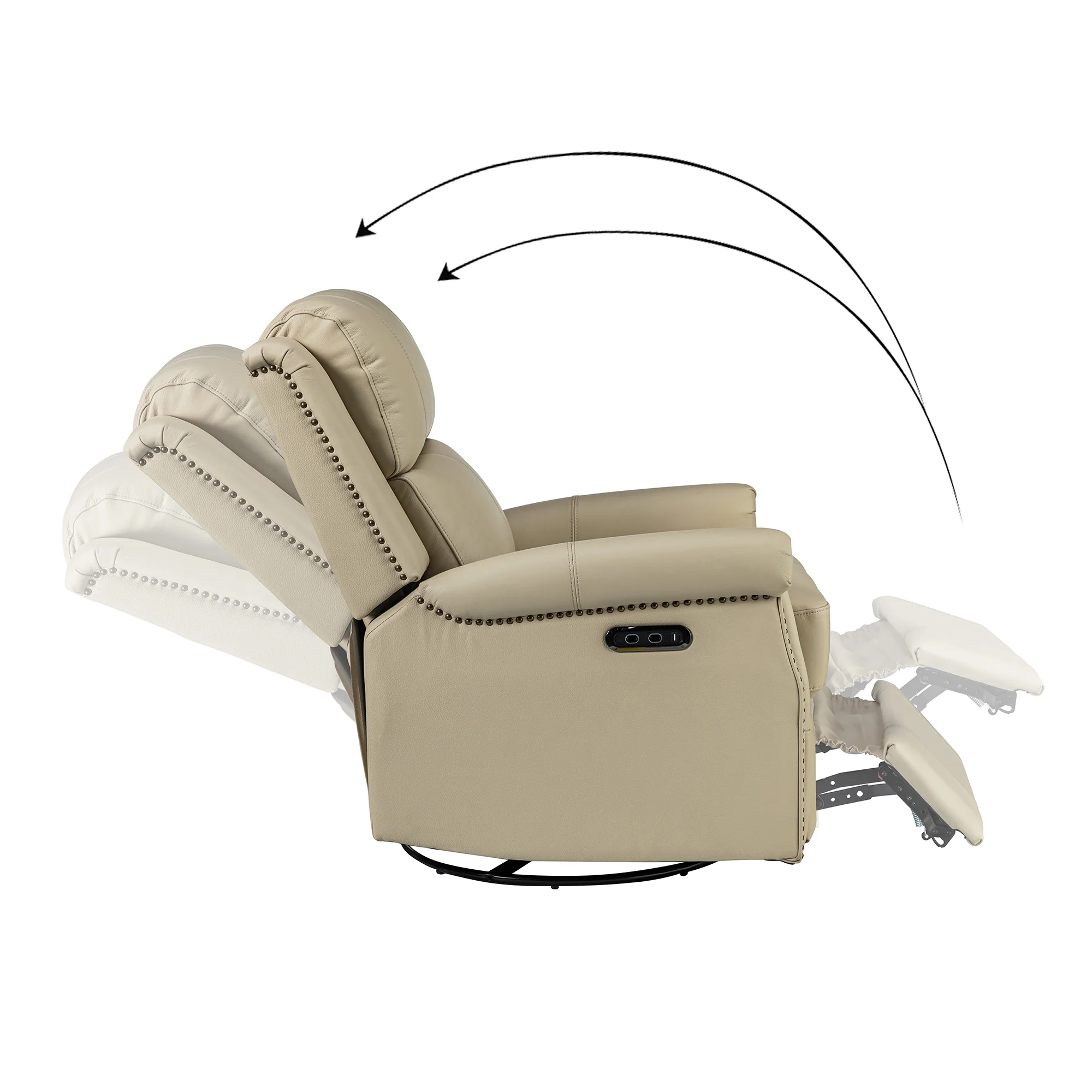 Kaietan Genuine Leather Power Rocking Recliner in Beige - Image 5