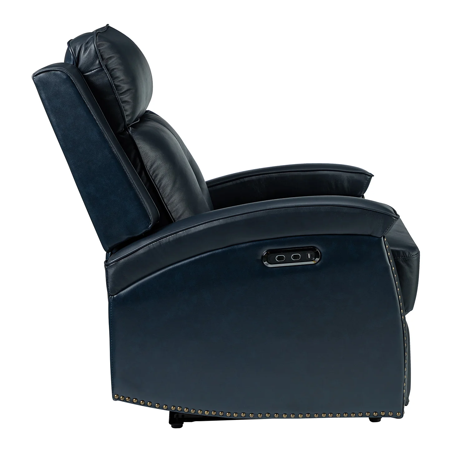 Damian Genuine Leather Power Recliner in Navy - Image 4