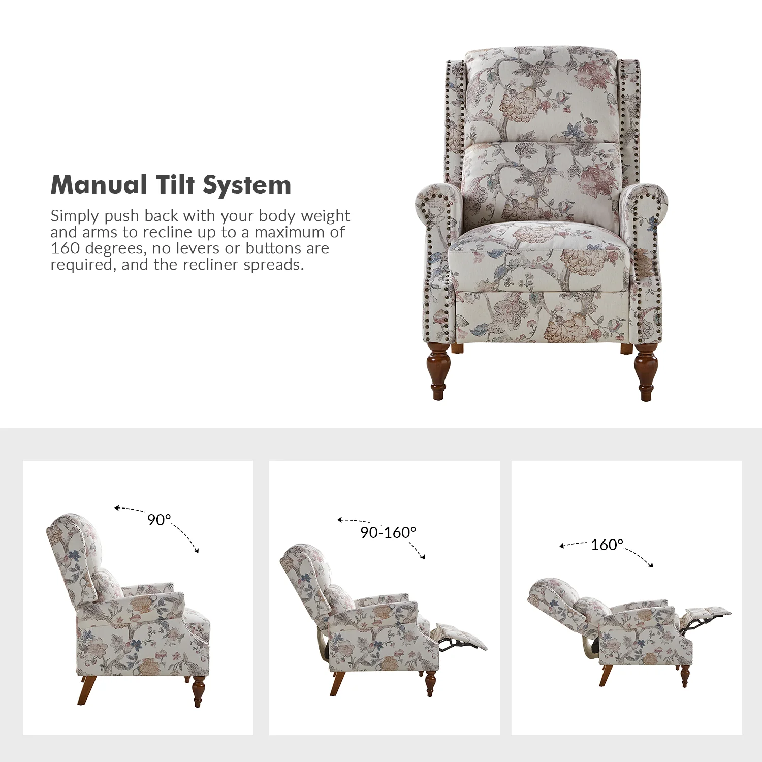 Rosalie Manual Recliner in Navy - Image 3