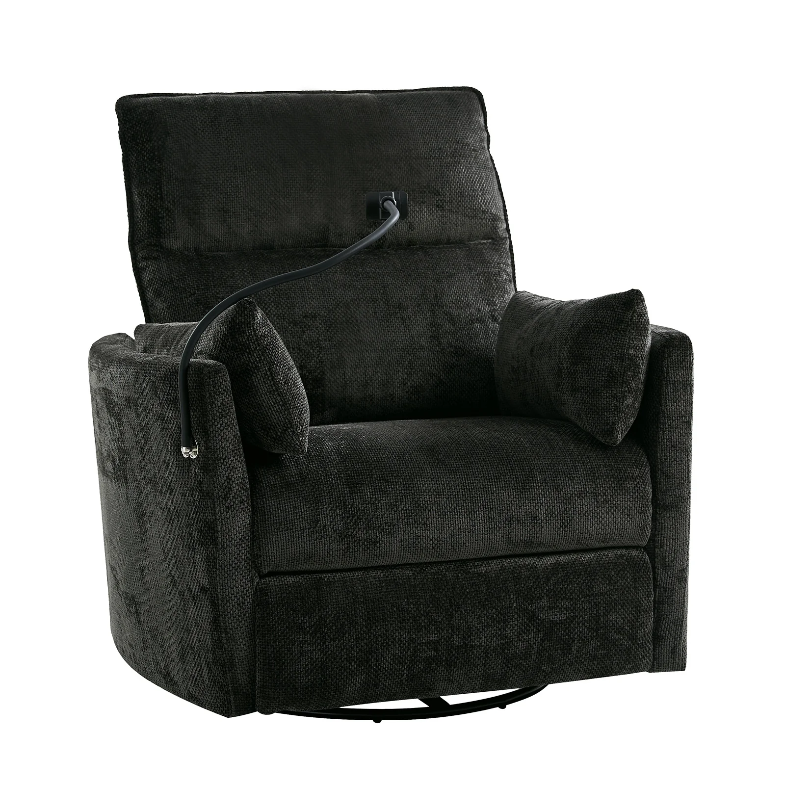 Archibald Power Rocking Swivel Nursery Recliner in Charcoal - Image 2