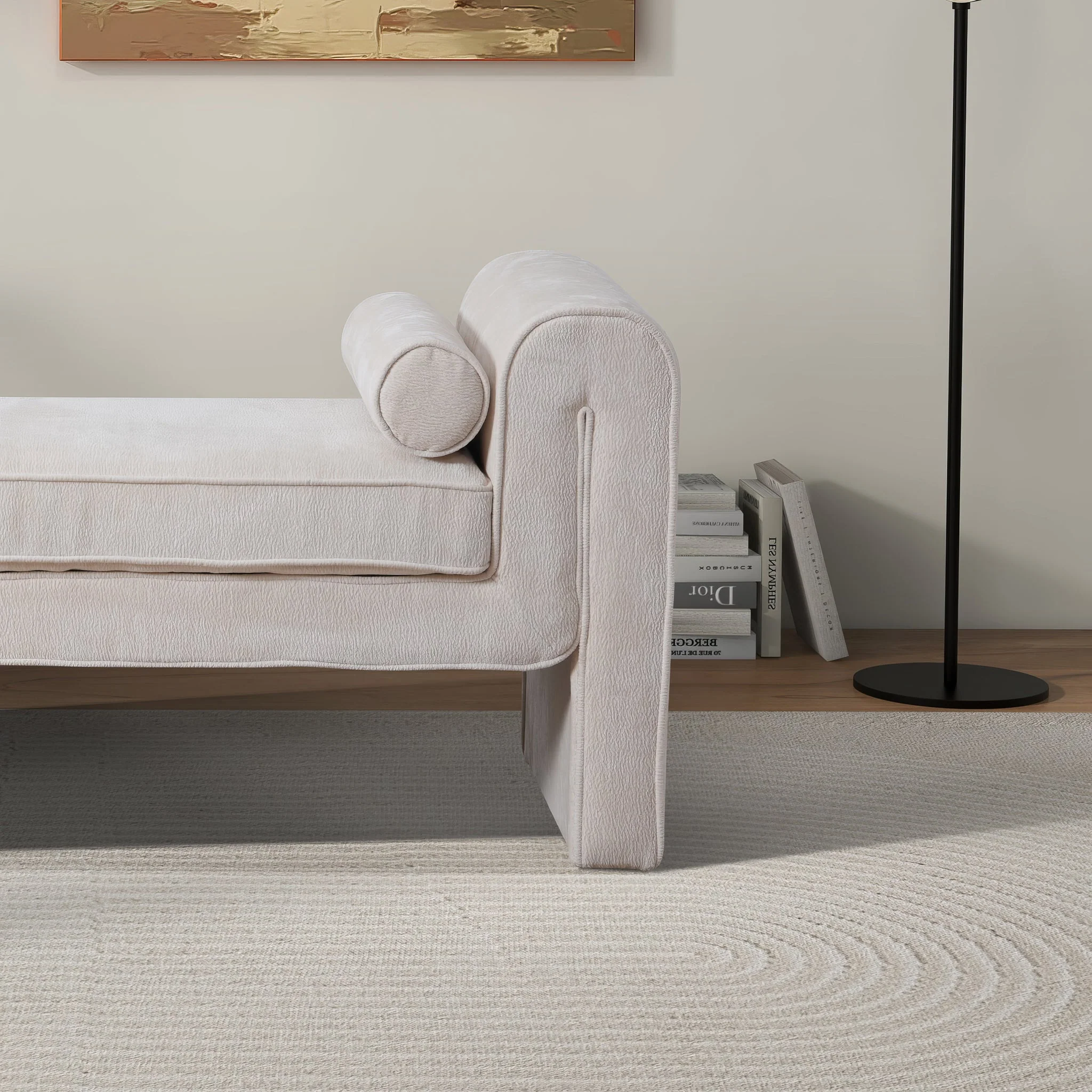 Regent Bench in Cream Chenille - Image 5