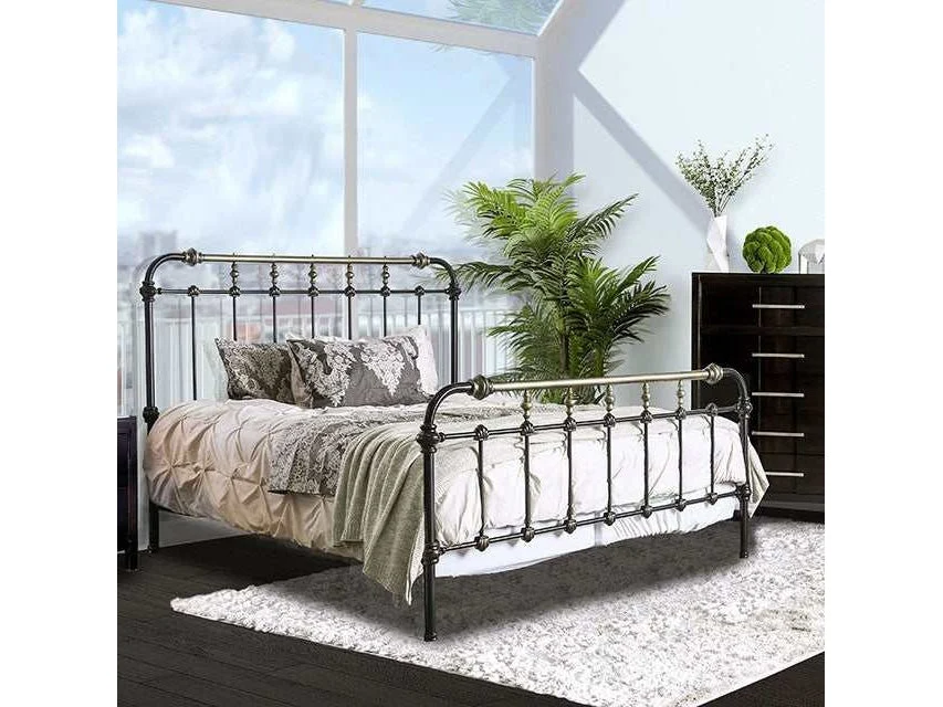 Riana Antique Black Metal Full Bed