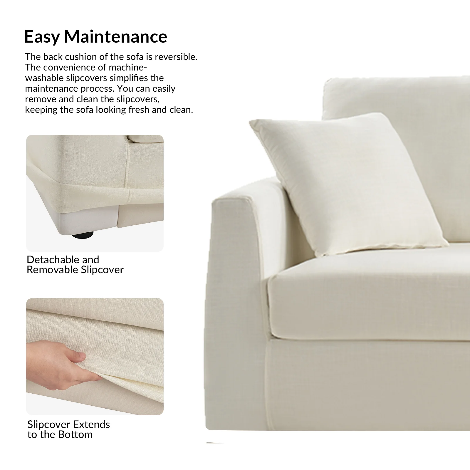 Riccardo Slipcovered Sofa in White - Image 3